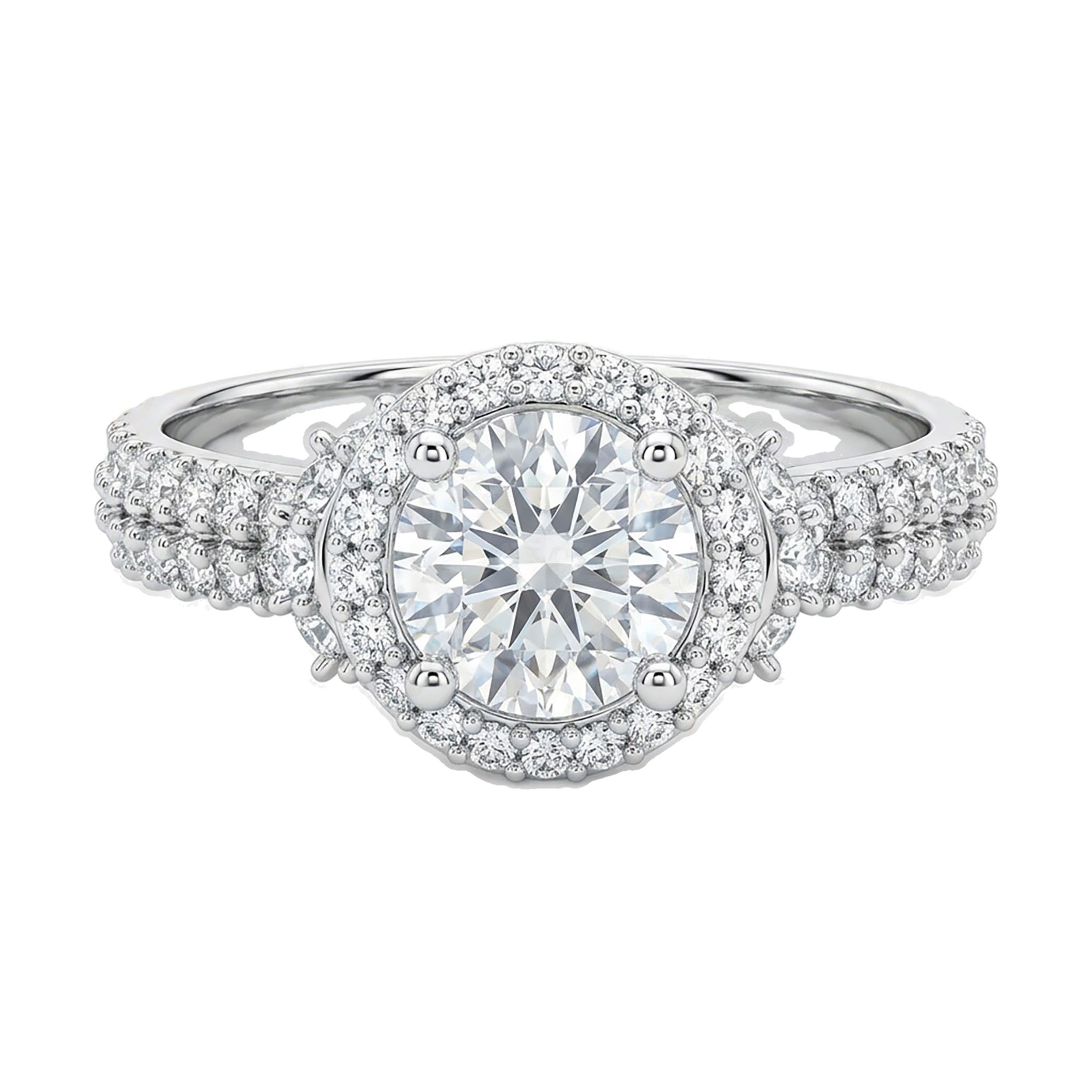 2.15 ct EF VS Lab Grown Diamond Halo Engagement Ring in 10k White Gold _ Sz0500 101630