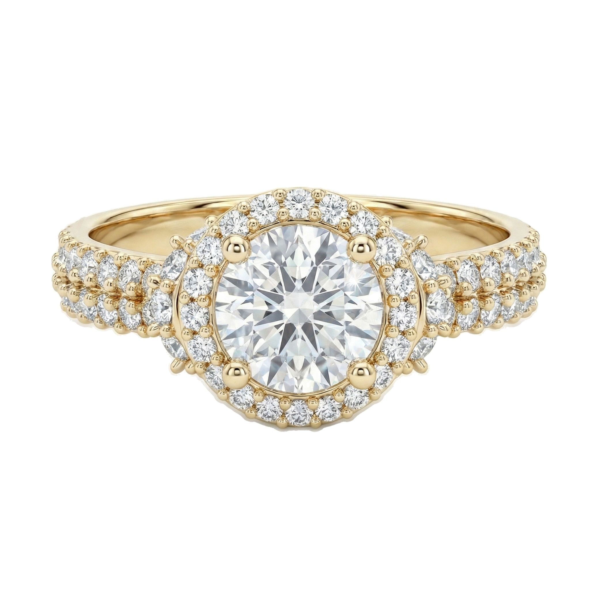 2.15 ct EF VS Lab Grown Diamond Halo Engagement Ring in 10k Yellow Gold _ Sz0400 101630