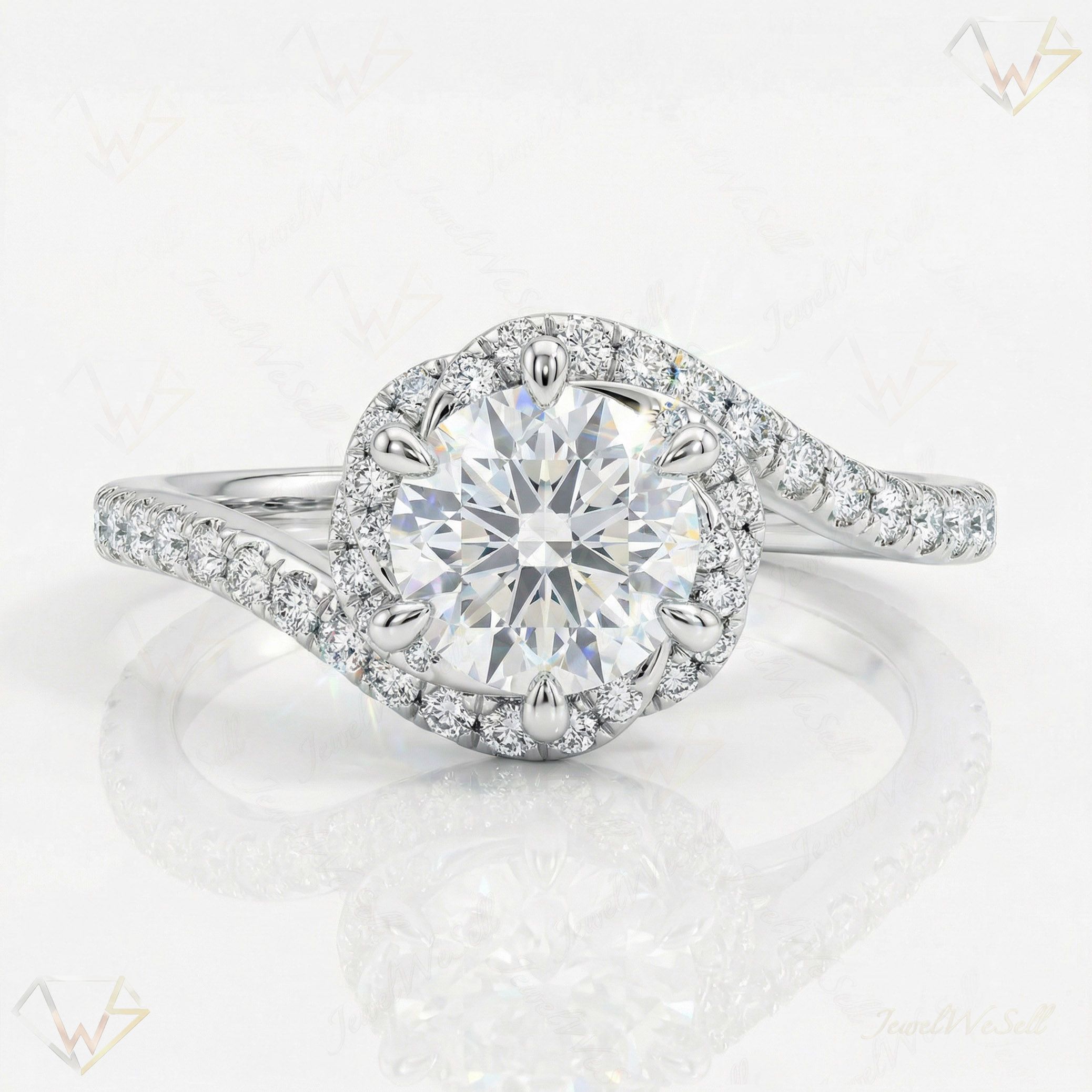 1.66 ct EF VS Lab Grown Diamond Solitaire with Accents Engagement Ring in 10k White Gold _ Sz0700 101632