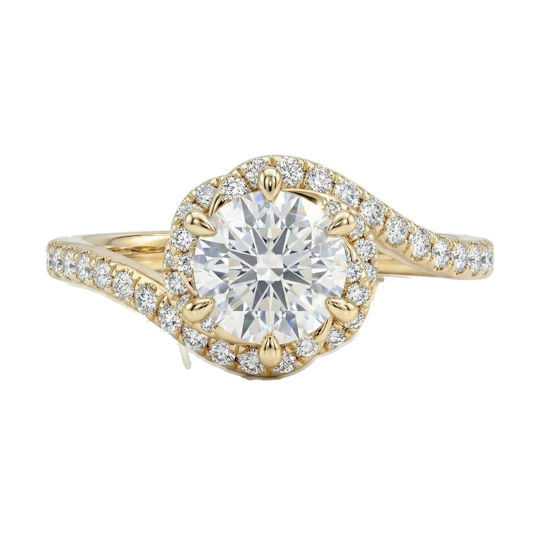 1.66 ct EF VS Lab Grown Diamond Solitaire with Accents Engagement Ring in 10k Yellow Gold _ Sz0550 101632