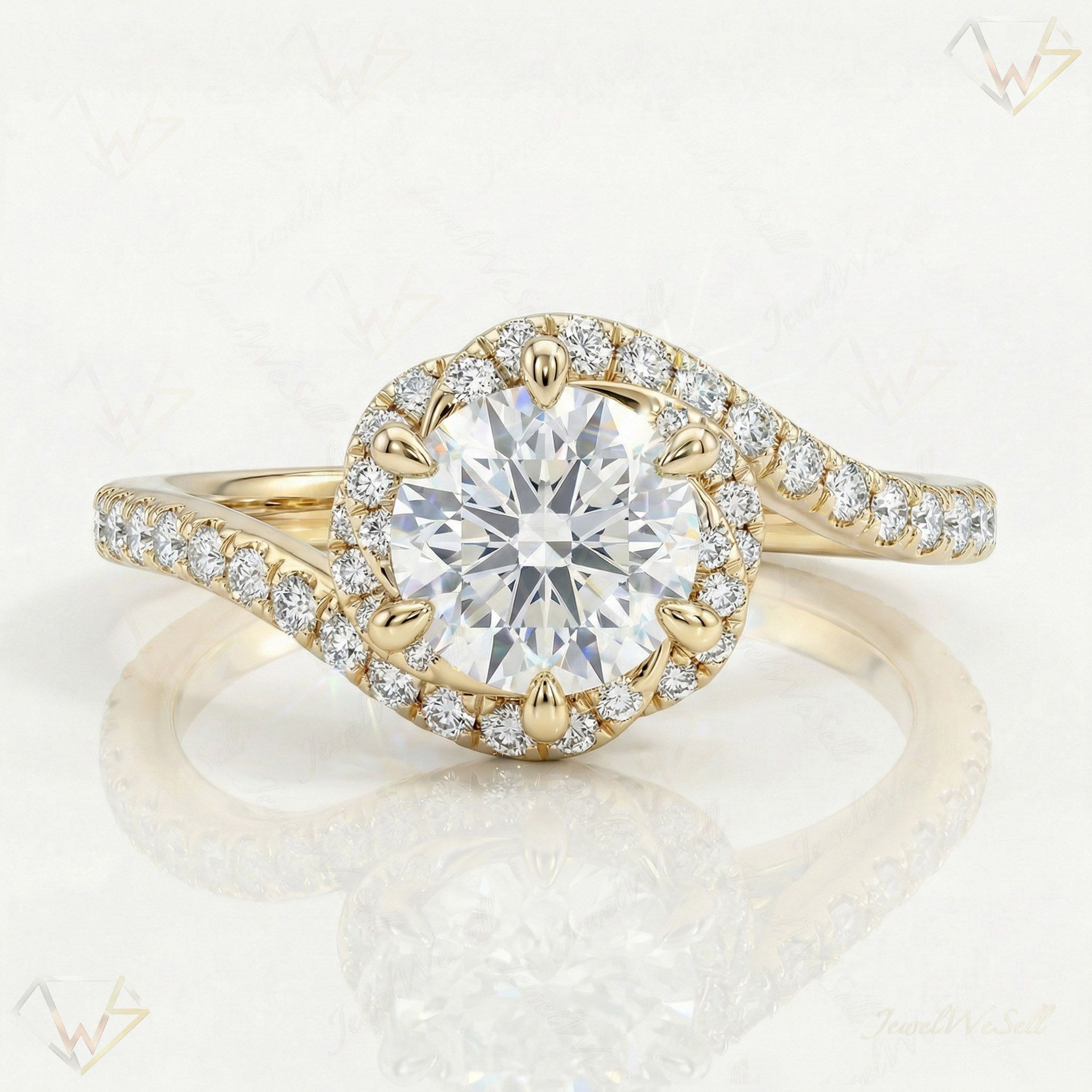 1.66 ct EF VS Lab Grown Diamond Solitaire with Accents Engagement Ring in 14k Yellow Gold _ Sz0700 101632