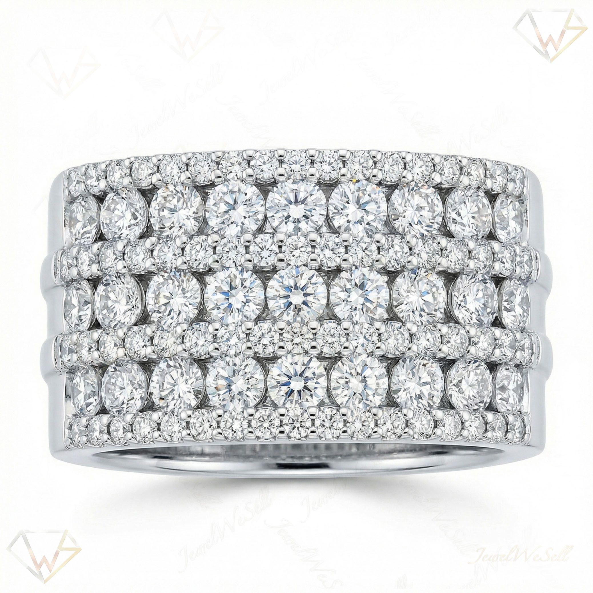 2.20 ct EF VS Lab Grown Diamond Multi Row Wedding Band in 14k White Gold _ Sz0950 101669