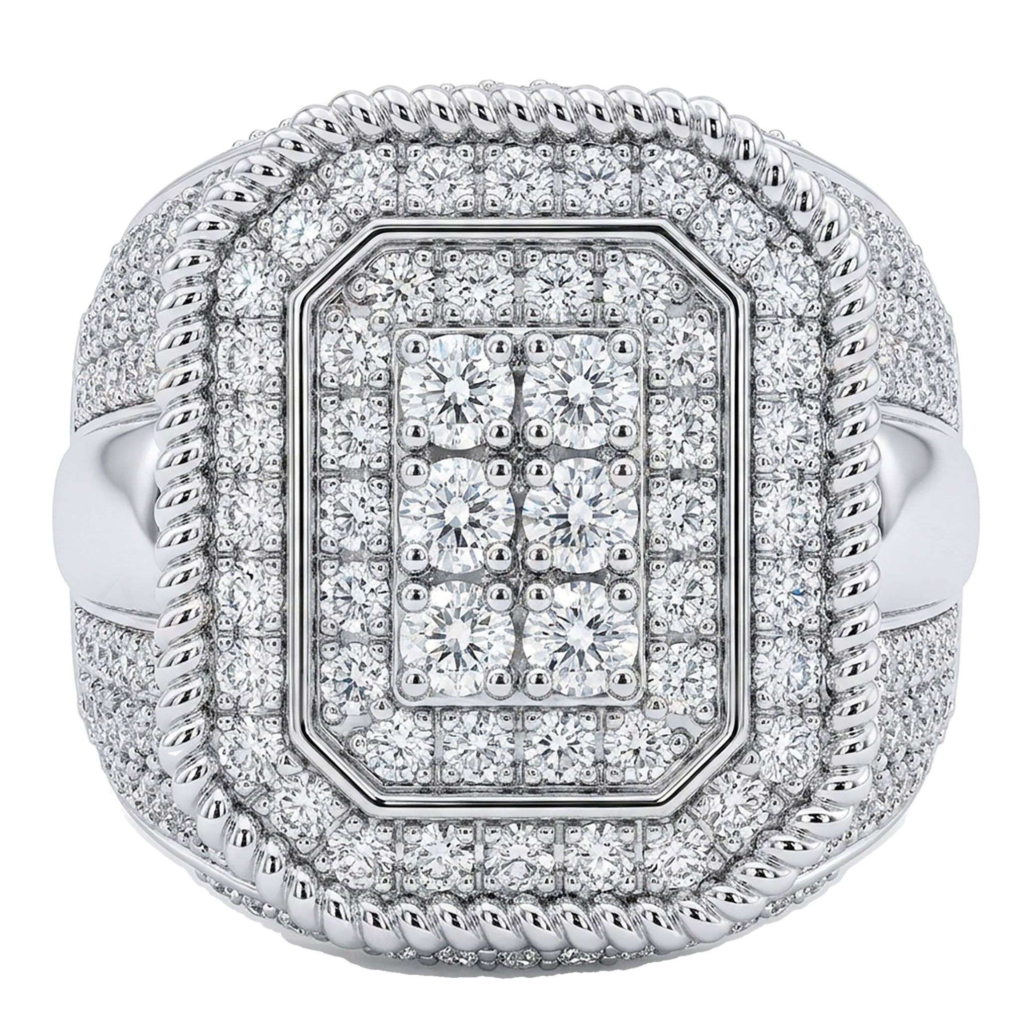 2.80 ct EF VS Lab Grown Diamond Mens Statement Ring in 10k White Gold _ Sz1000 101672