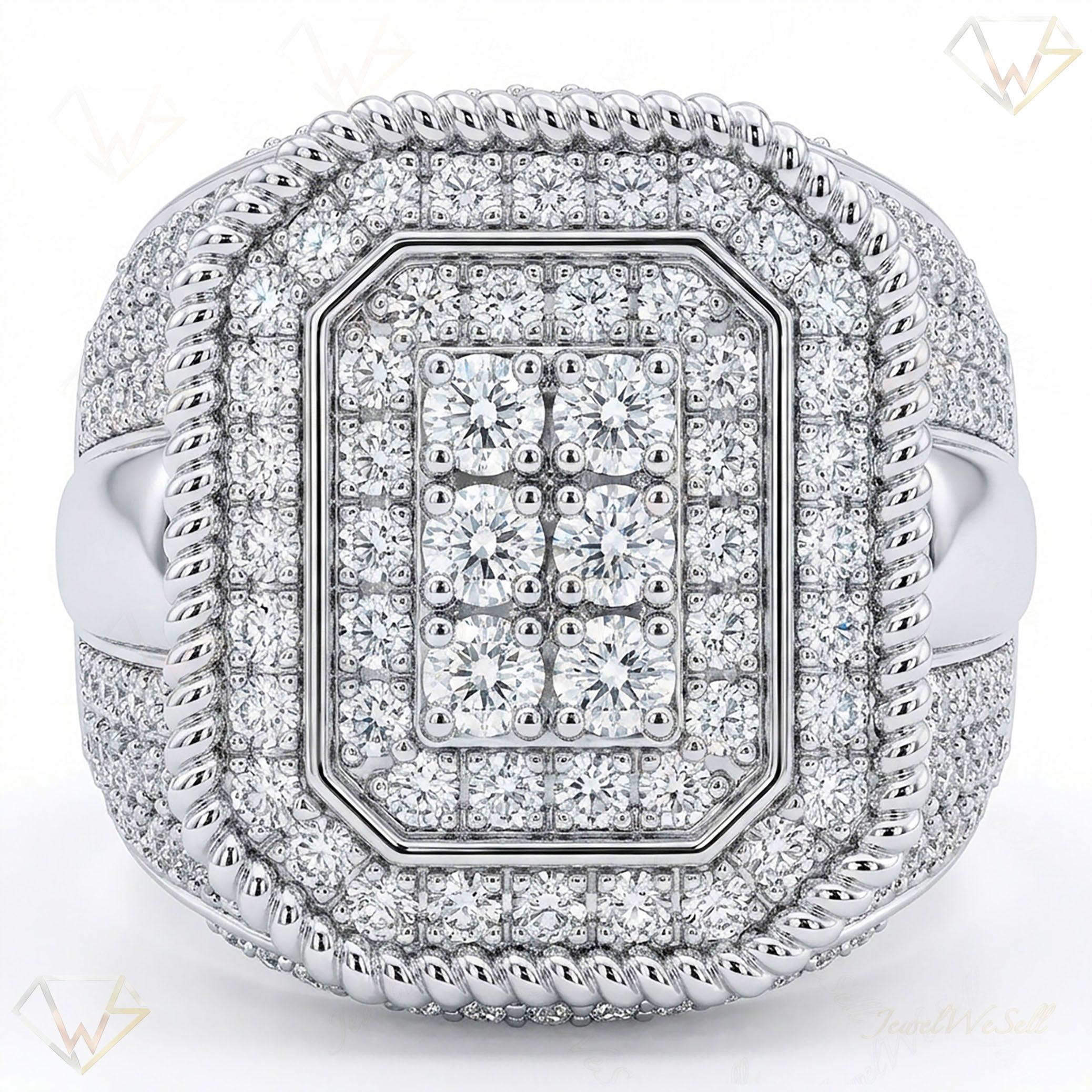 2.80 ct EF VS Lab Grown Diamond Mens Statement Ring in 10k White Gold _ Sz1225 101672