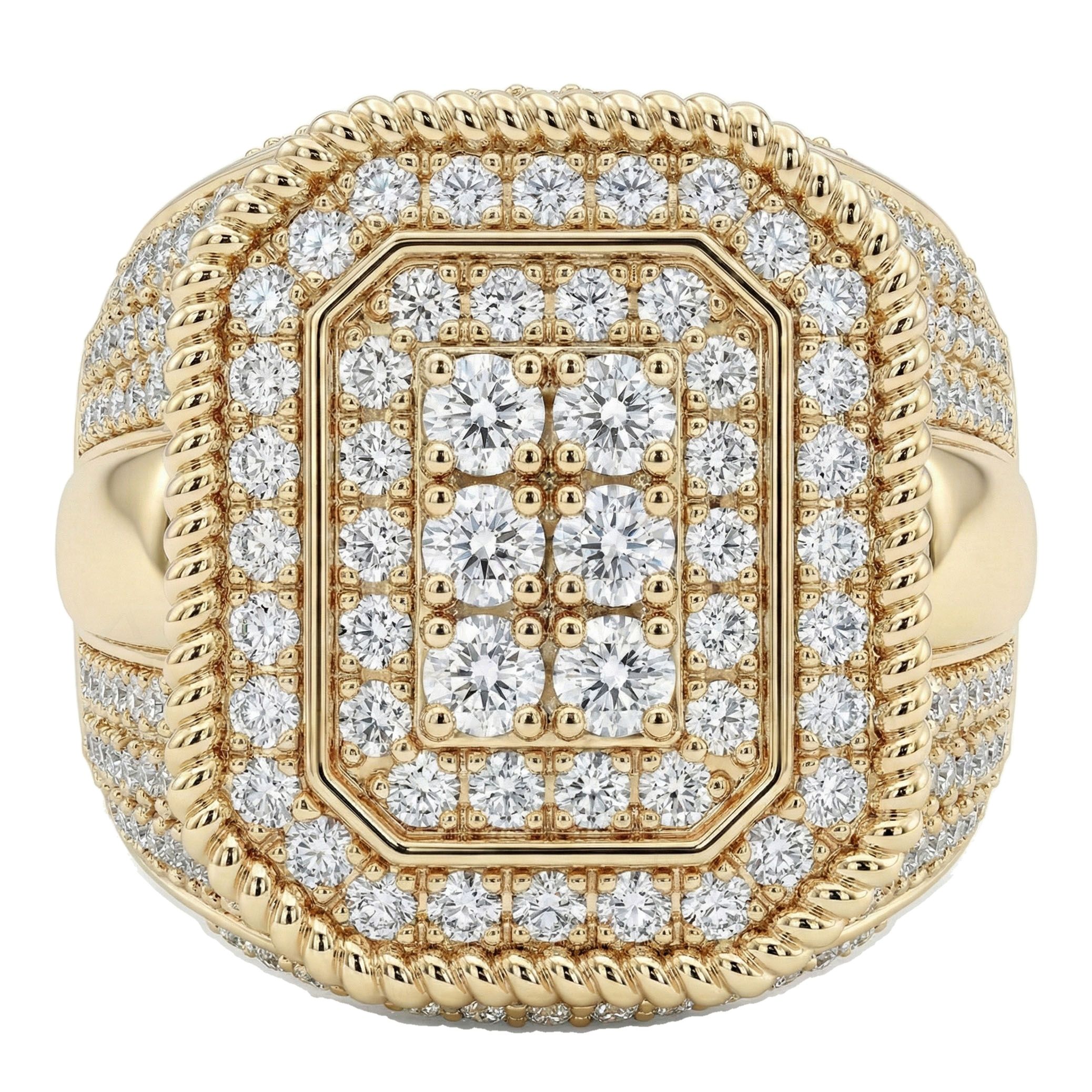 2.80 ct EF VS Lab Grown Diamond Mens Statement Ring in 14k Yellow Gold _ Sz0975 101672