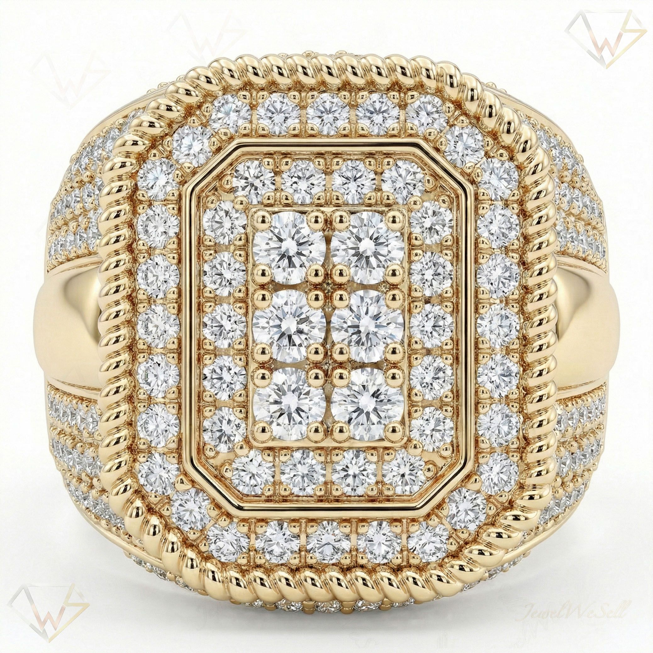 2.80 ct EF VS Lab Grown Diamond Mens Statement Ring in 10k Yellow Gold _ Sz1125 101672