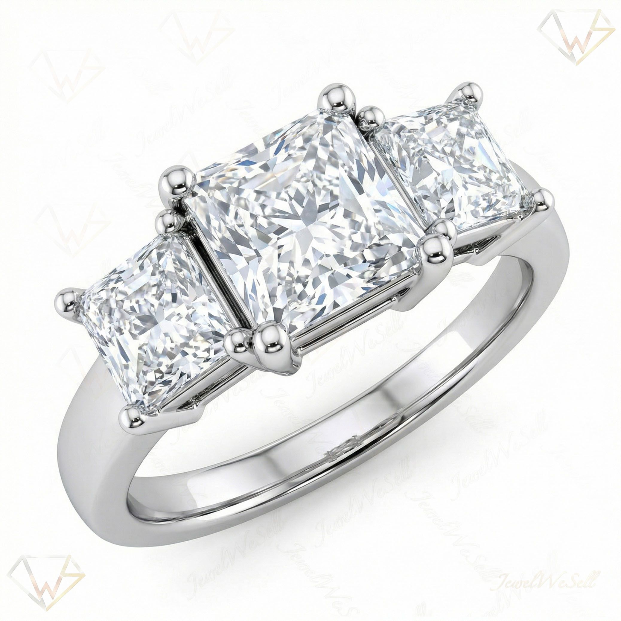 0.50 ct EF VS Lab Grown Diamond Three Stone Engagement Ring in 14k White Gold _ Sz0625 101694