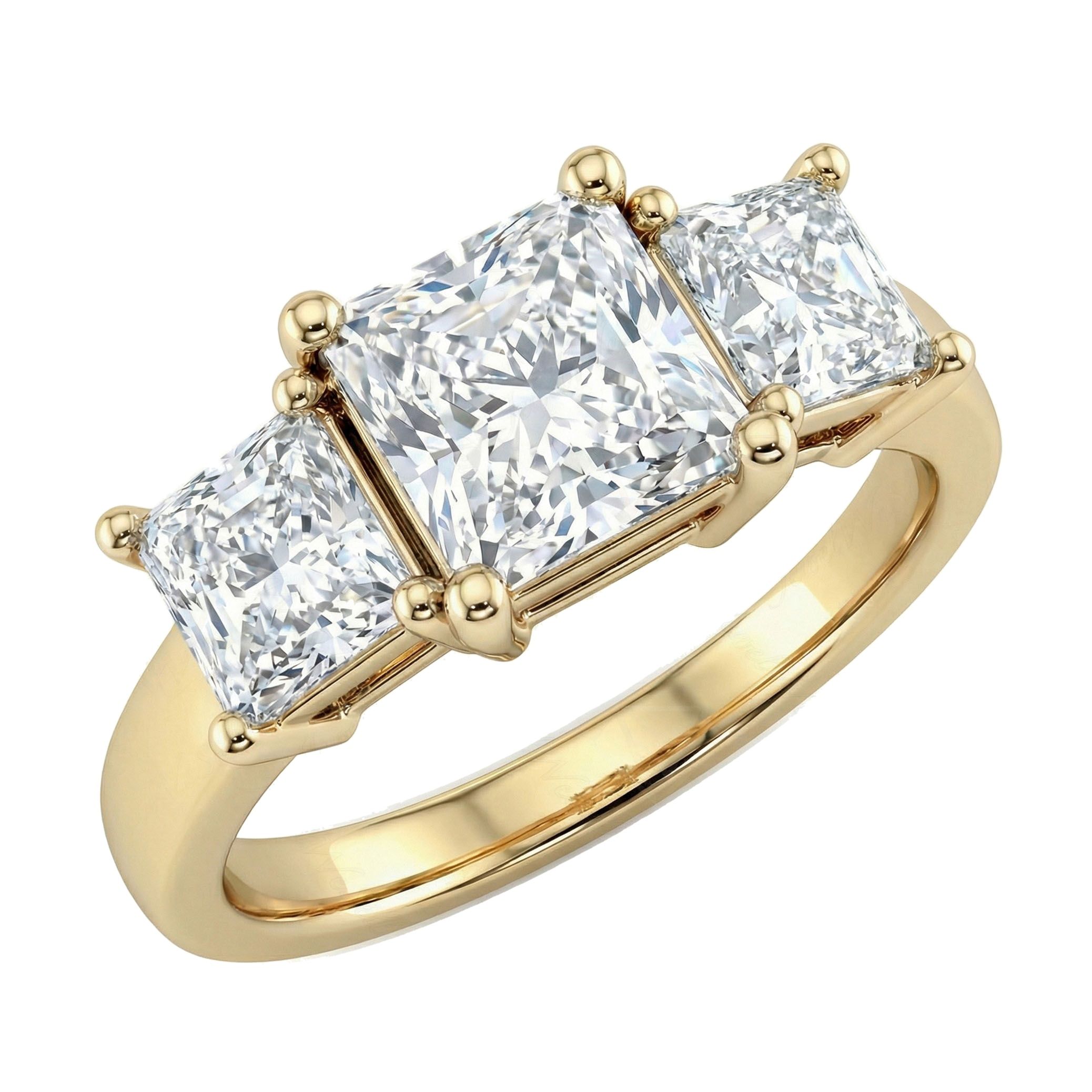 0.50 ct EF VS Lab Grown Diamond Three Stone Engagement Ring in 10k Yellow Gold _ Sz0550 101694