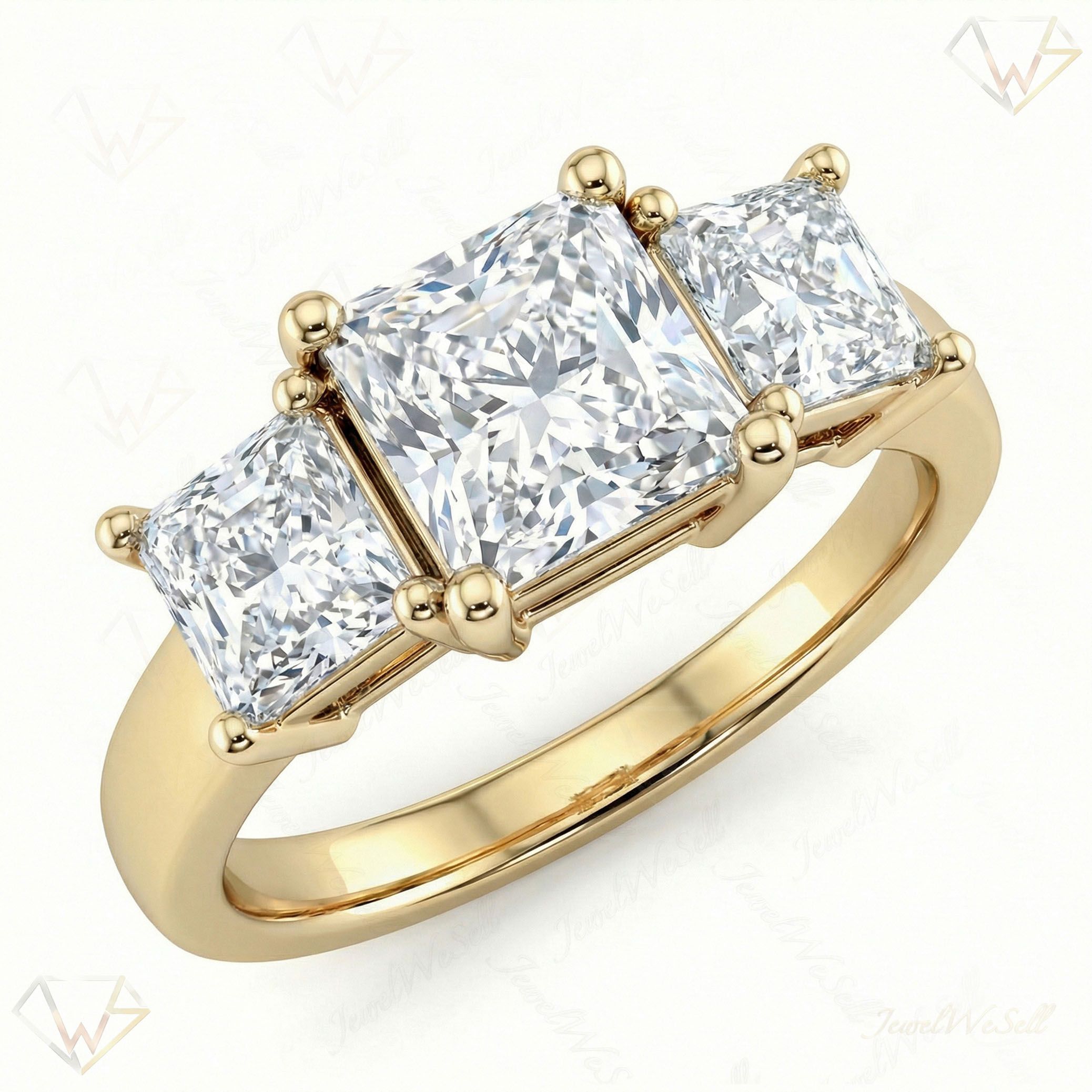 0.50 ct EF VS Lab Grown Diamond Three Stone Engagement Ring in 14k Yellow Gold _ Sz0475 101694