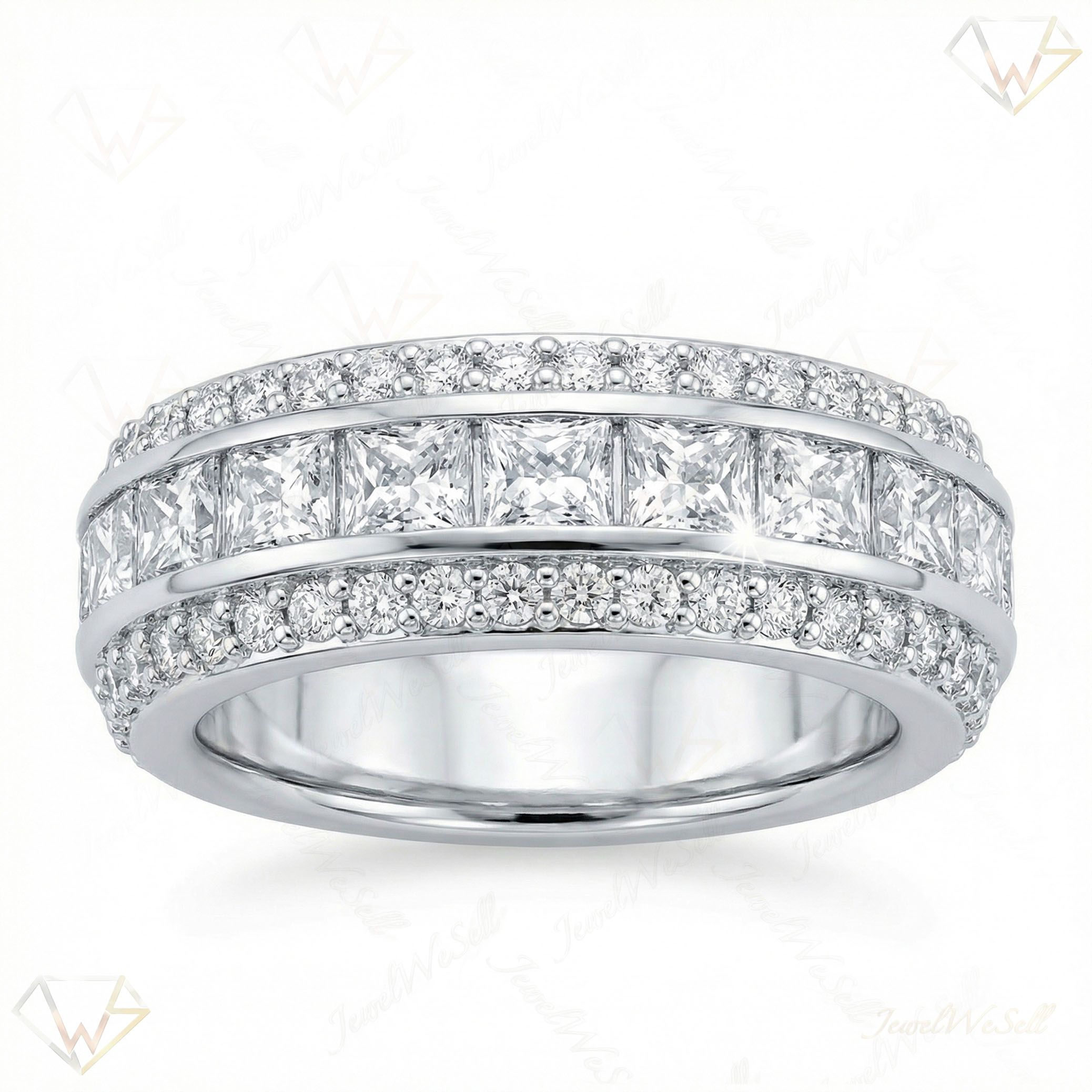 2.33 ct EF VS Lab Grown Diamond Multi Row Wedding Band in 10k White Gold _ Sz0550 101699