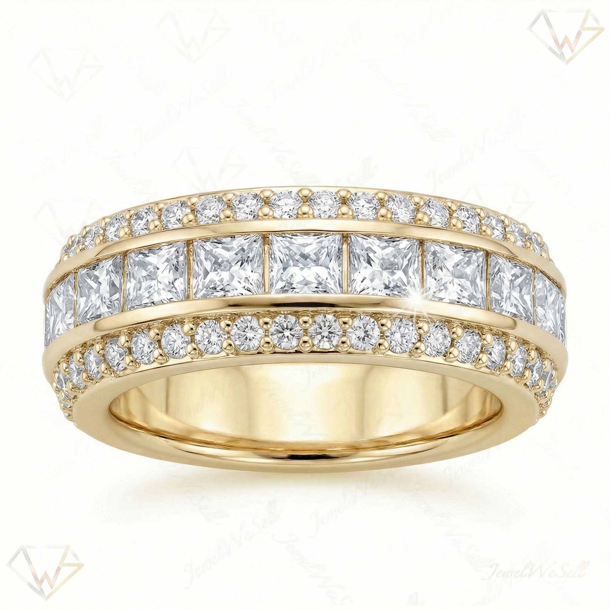 2.33 ct EF VS Lab Grown Diamond Multi Row Wedding Band in 10k Yellow Gold _ Sz0575 101699
