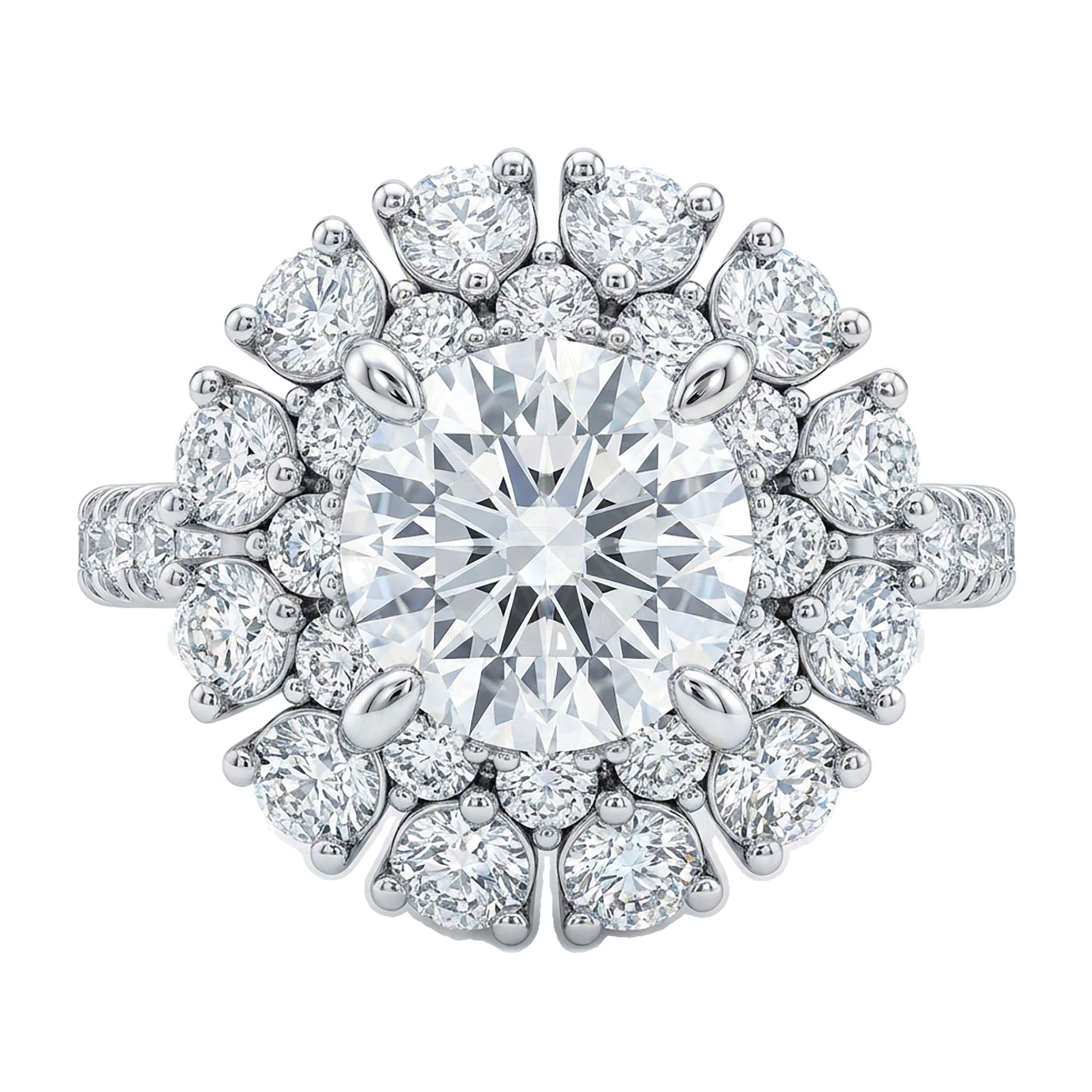 2.33 ct EF VS Moissanite Halo Engagement Ring in 925 Sterling SIlver _ Sz0650 101711