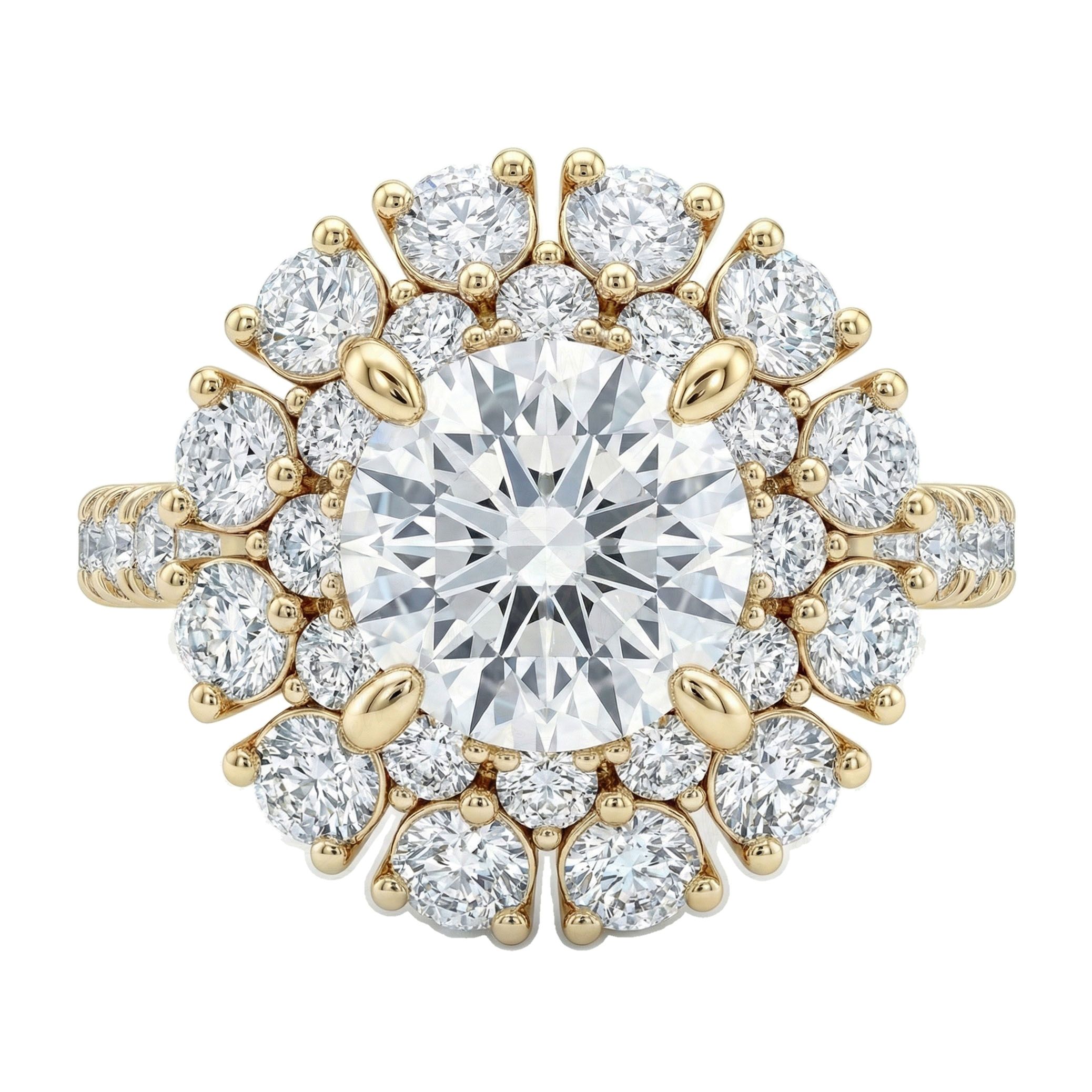 2.33 ct EF VS Lab Grown Diamond Halo Engagement Ring in 14k Yellow Gold _ Sz0850 101711