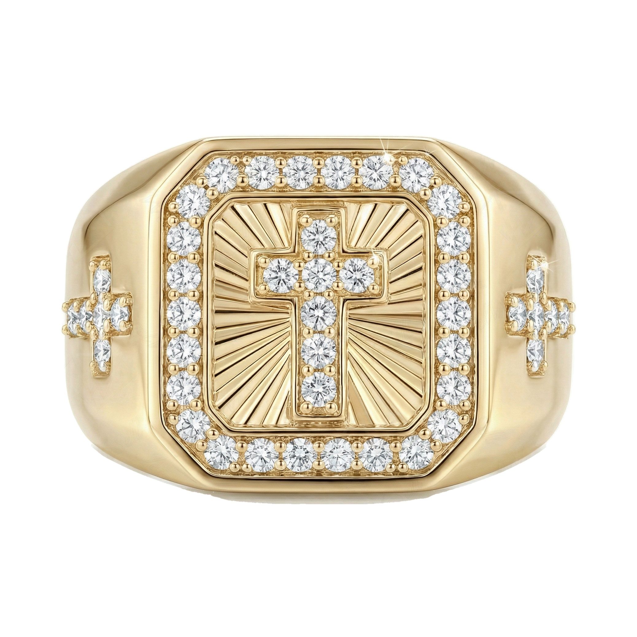 1.00 ct EF VS Lab Grown Diamond Mens Statement Ring in 10k Yellow Gold _ Sz1275 101724