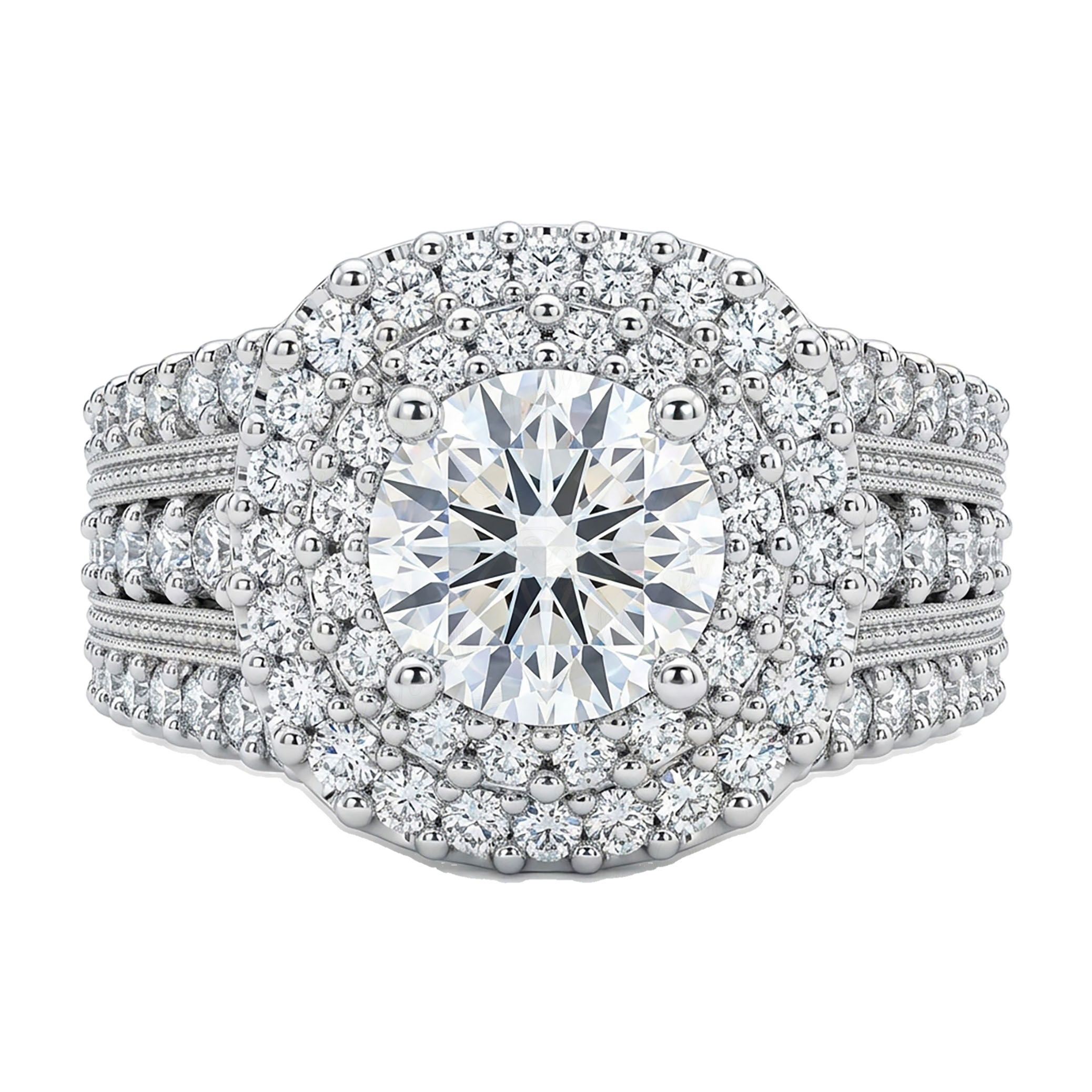 2.40 ct EF VS Lab Grown Diamond Halo Engagement Ring in 10k White Gold _ Sz0500 101735