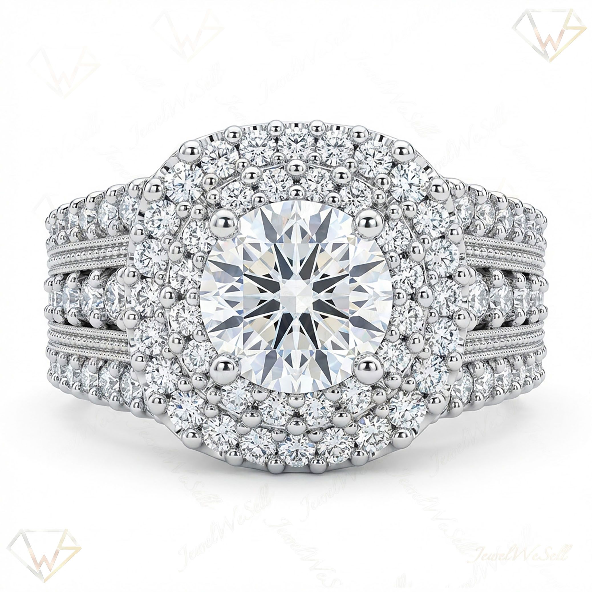 2.40 ct EF VS Lab Grown Diamond Halo Engagement Ring in 14k White Gold _ Sz0525 101735