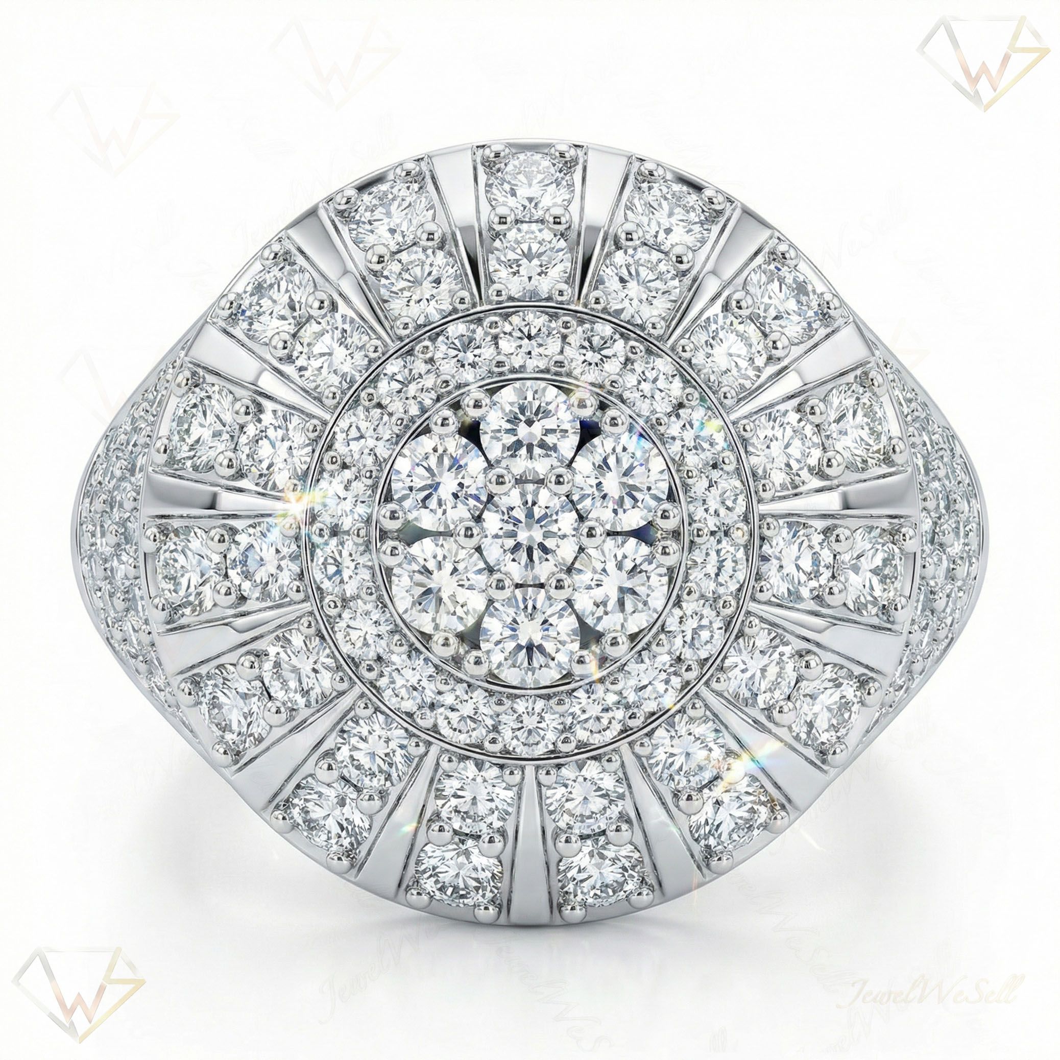 2.80 ct EF VS Lab Grown Diamond Mens Statement Ring in 10k White Gold _ Sz1225 101766
