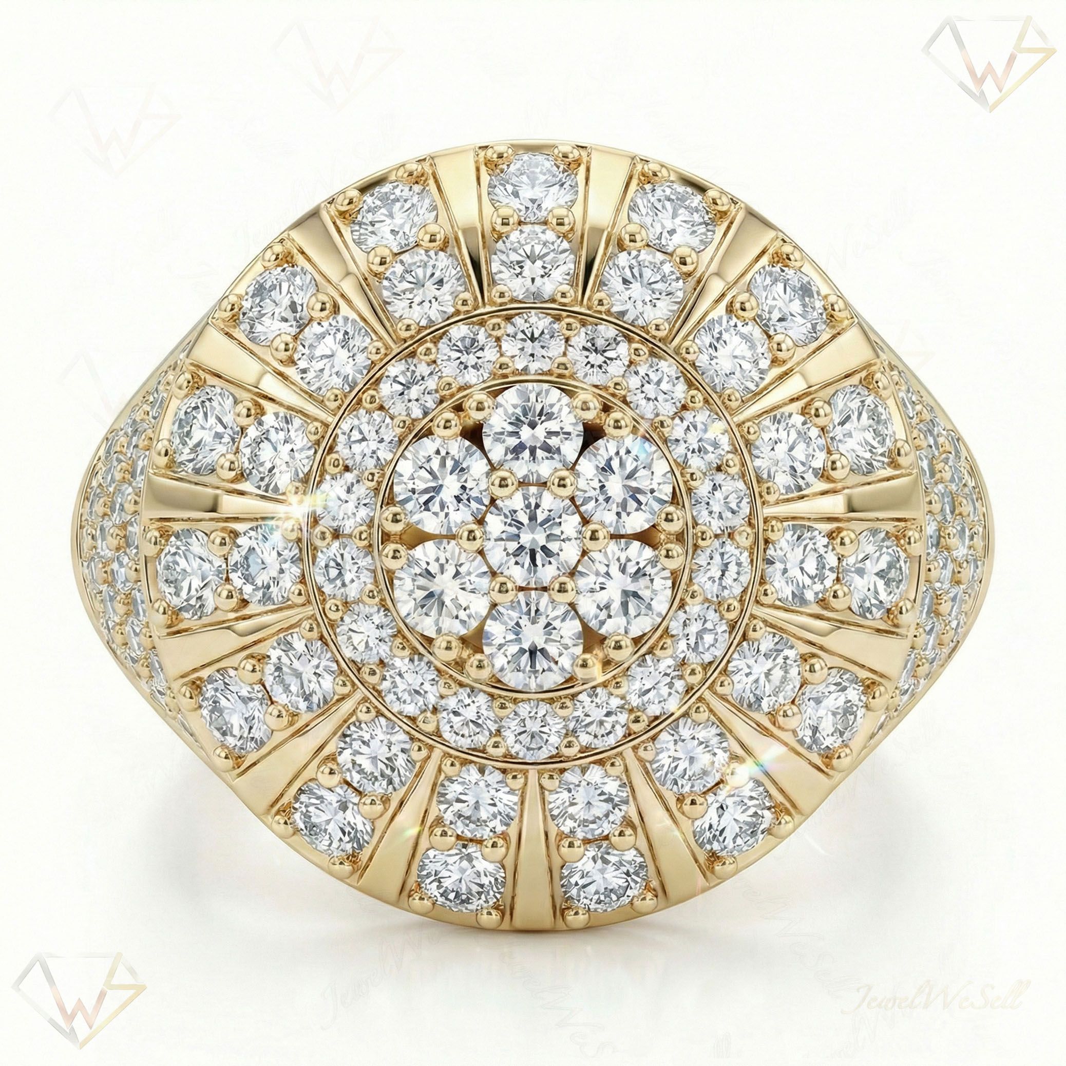 2.80 ct EF VS Lab Grown Diamond Mens Statement Ring in 10k Yellow Gold _ Sz1200 101766