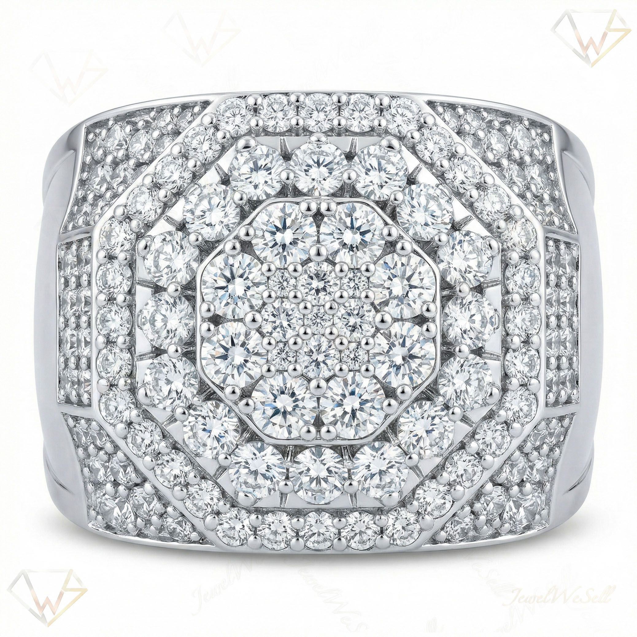 3.50 ct EF VS Lab Grown Diamond Mens Statement Ring in 10k White Gold _ Sz0800 101772