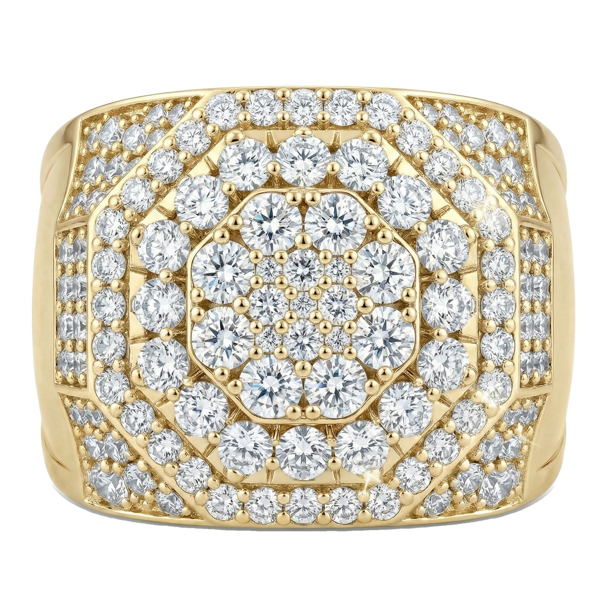 3.50 ct EF VS Lab Grown Diamond Mens Statement Ring in 10k Yellow Gold _ Sz0875 101772