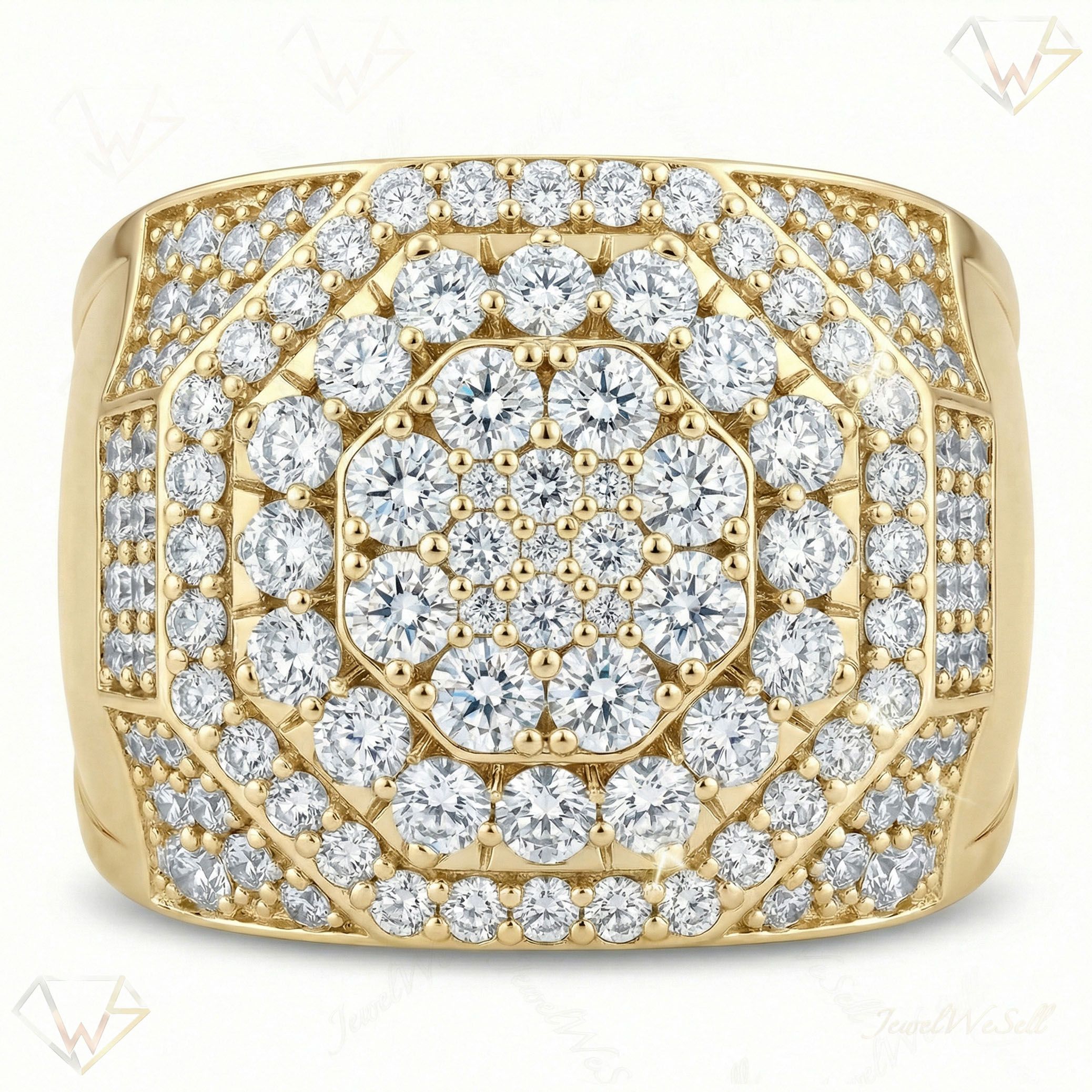 3.50 ct EF VS Lab Grown Diamond Mens Statement Ring in 10k Yellow Gold _ Sz1050 101772