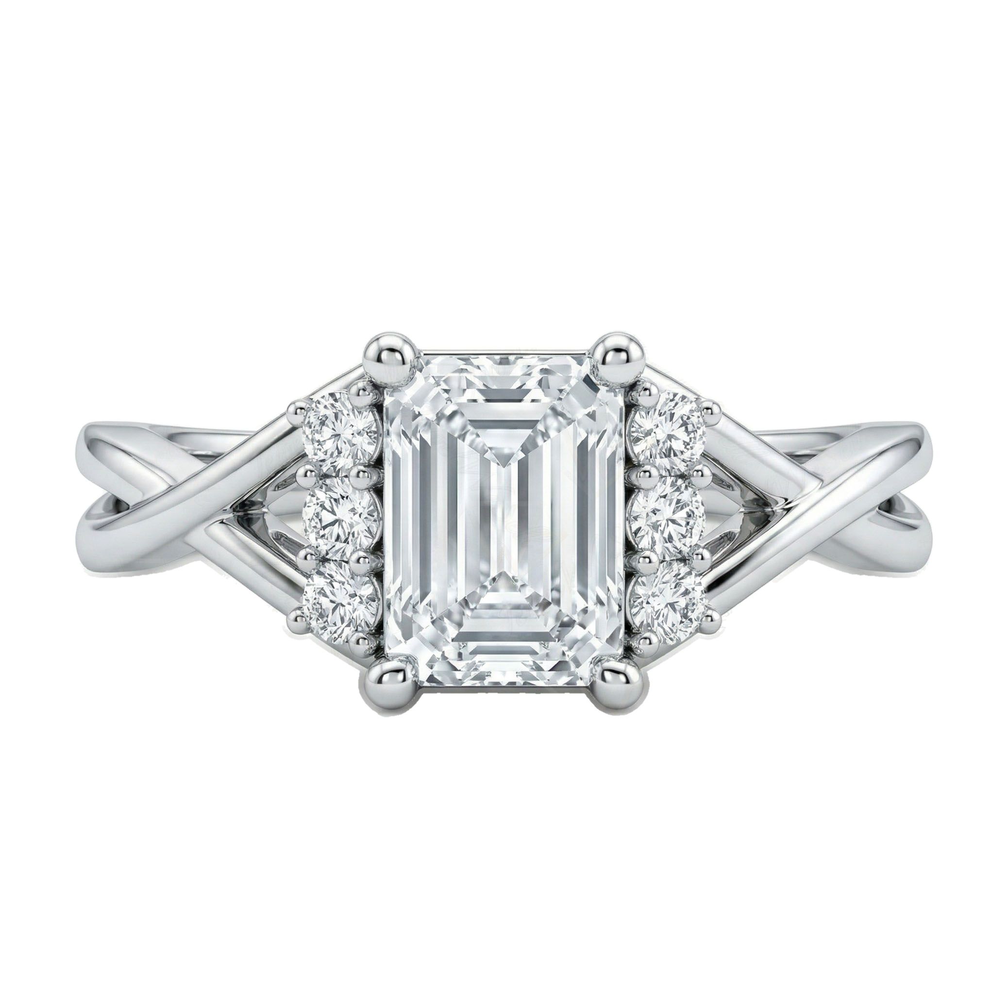 1.20 ct EF VS Moissanite Solitaire with Accents Engagement Ring in 925 Sterling SIlver _ Sz0800 101773
