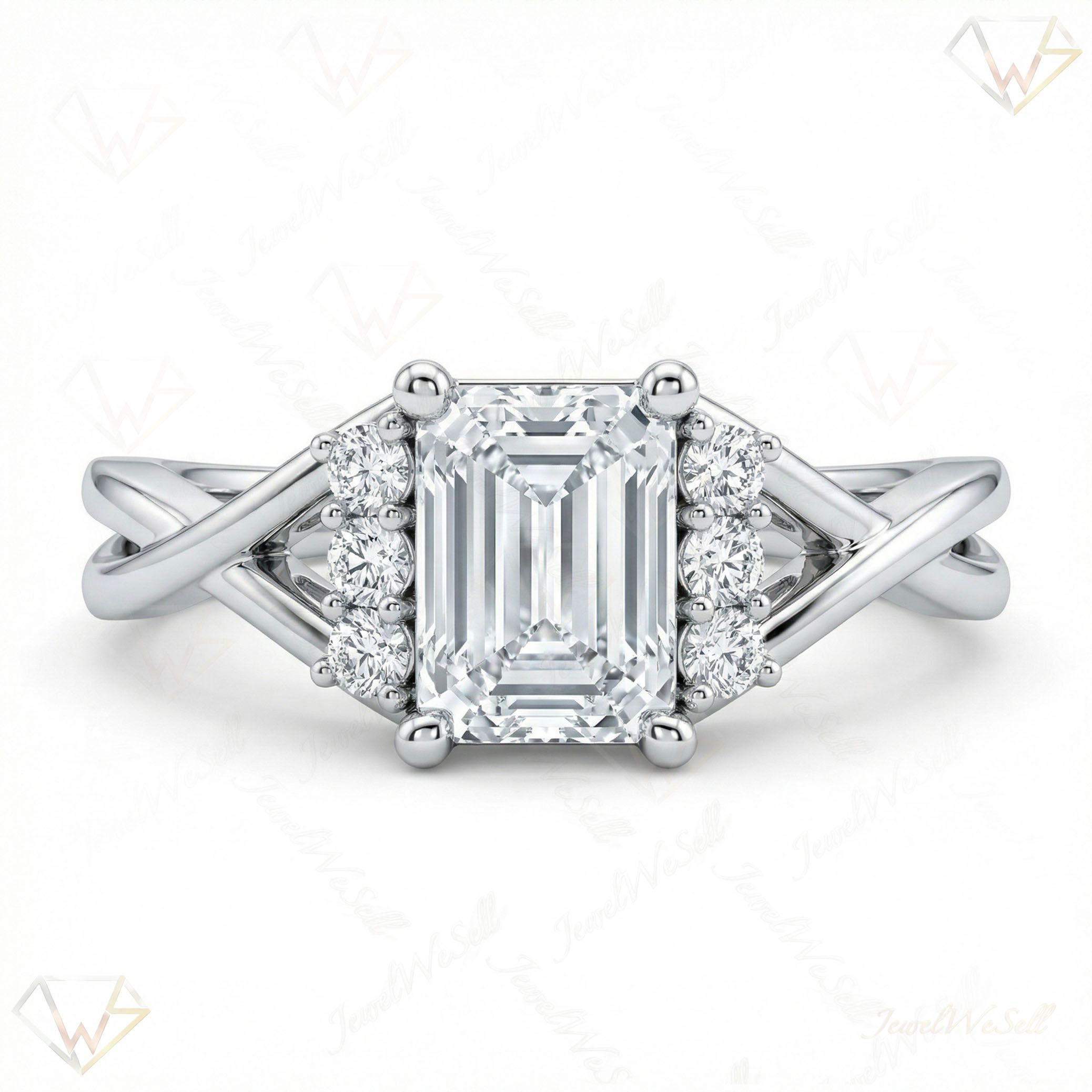 1.20 ct EF VS Lab Grown Diamond Solitaire with Accents Engagement Ring in 10k White Gold _ Sz0700 101773