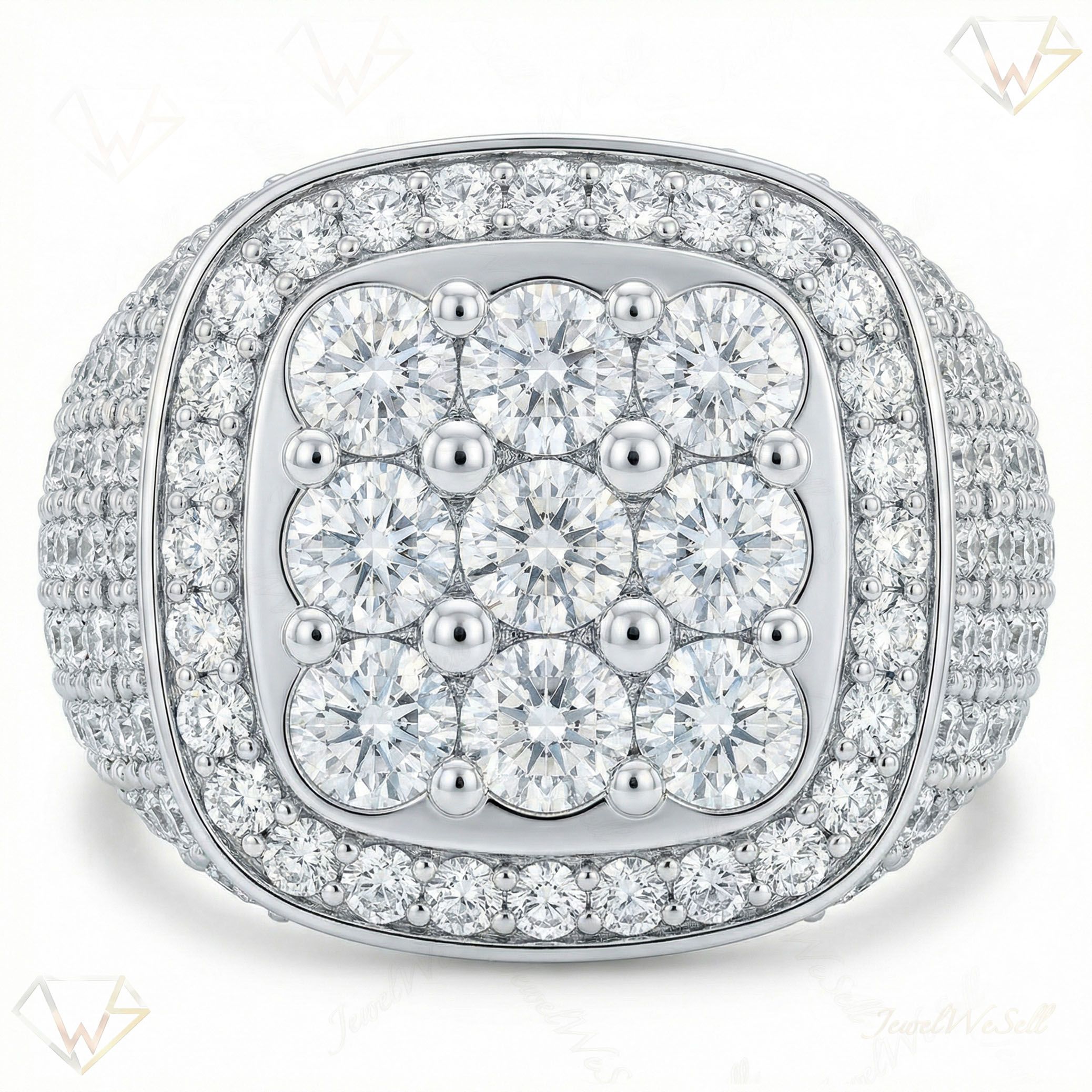 5.66 ct EF VS Lab Grown Diamond Mens Statement Ring in 10k White Gold _ Sz0800 101775