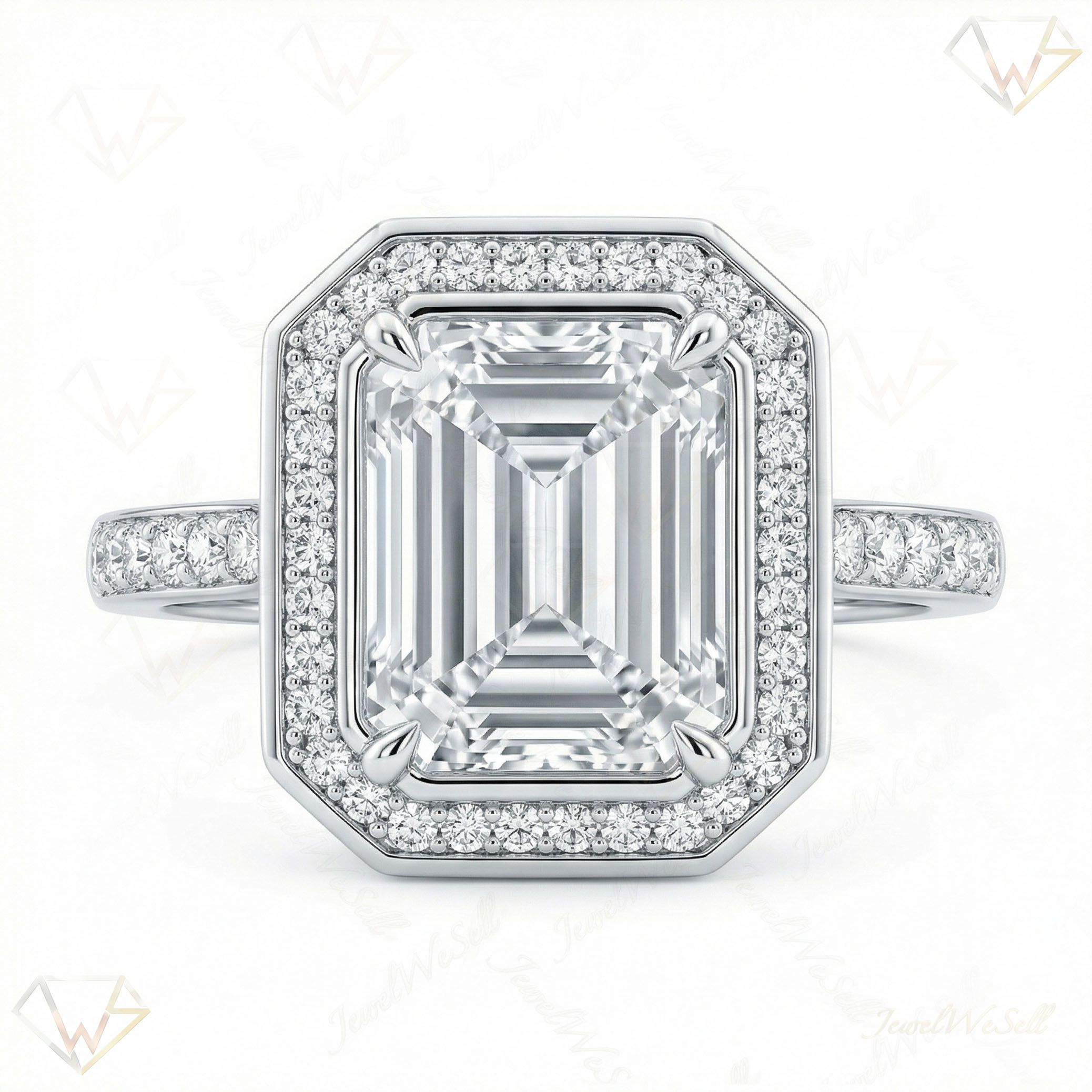 3.90 ct EF VS Lab Grown Diamond Halo Engagement Ring in 10k White Gold _ Sz0400 101777