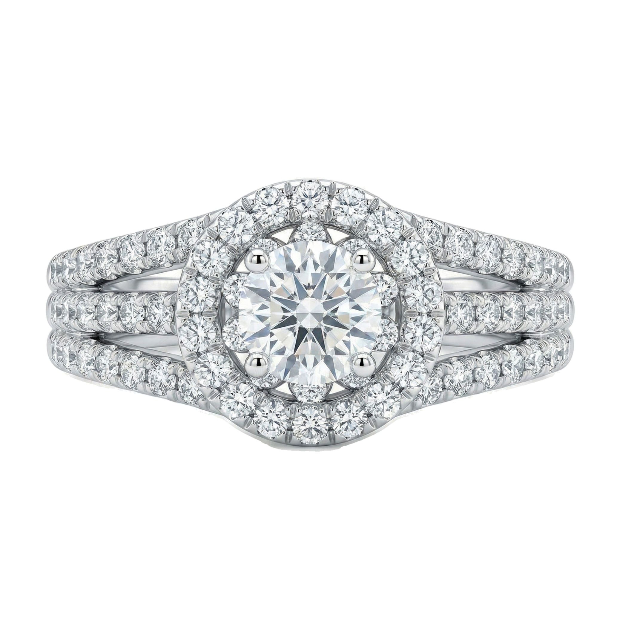 0.90 ct EF VS Lab Grown Diamond Halo Engagement Ring in 14k White Gold _ Sz0650 101779