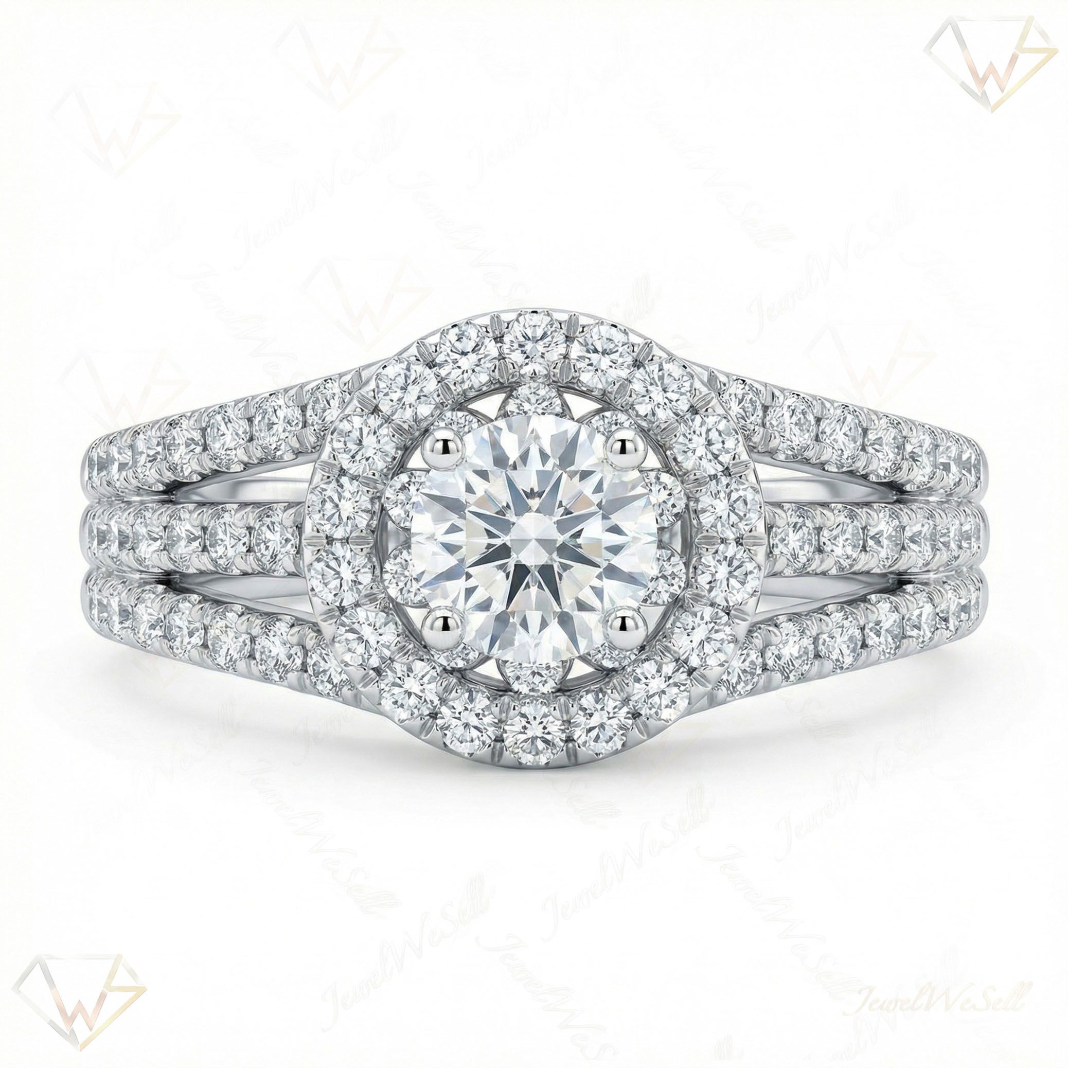 0.90 ct EF VS Lab Grown Diamond Halo Engagement Ring in 10k White Gold _ Sz0425 101779