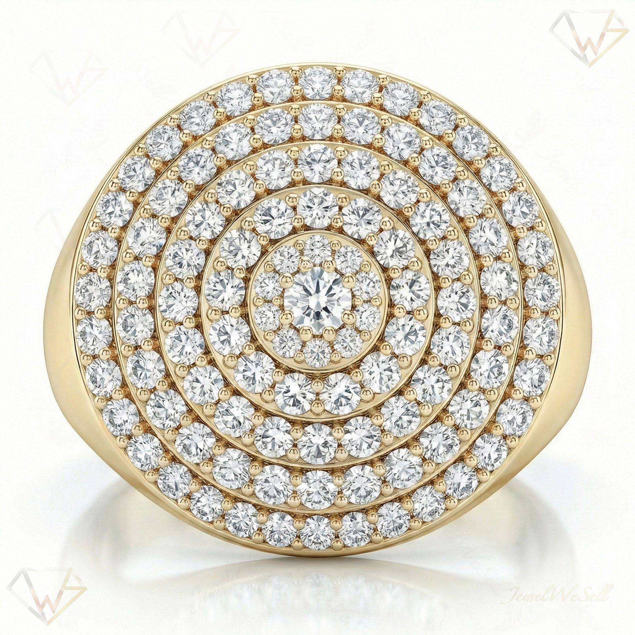 2.66 ct EF VS Lab Grown Diamond Mens Statement Ring in 10k Yellow Gold _ Sz1100 101786
