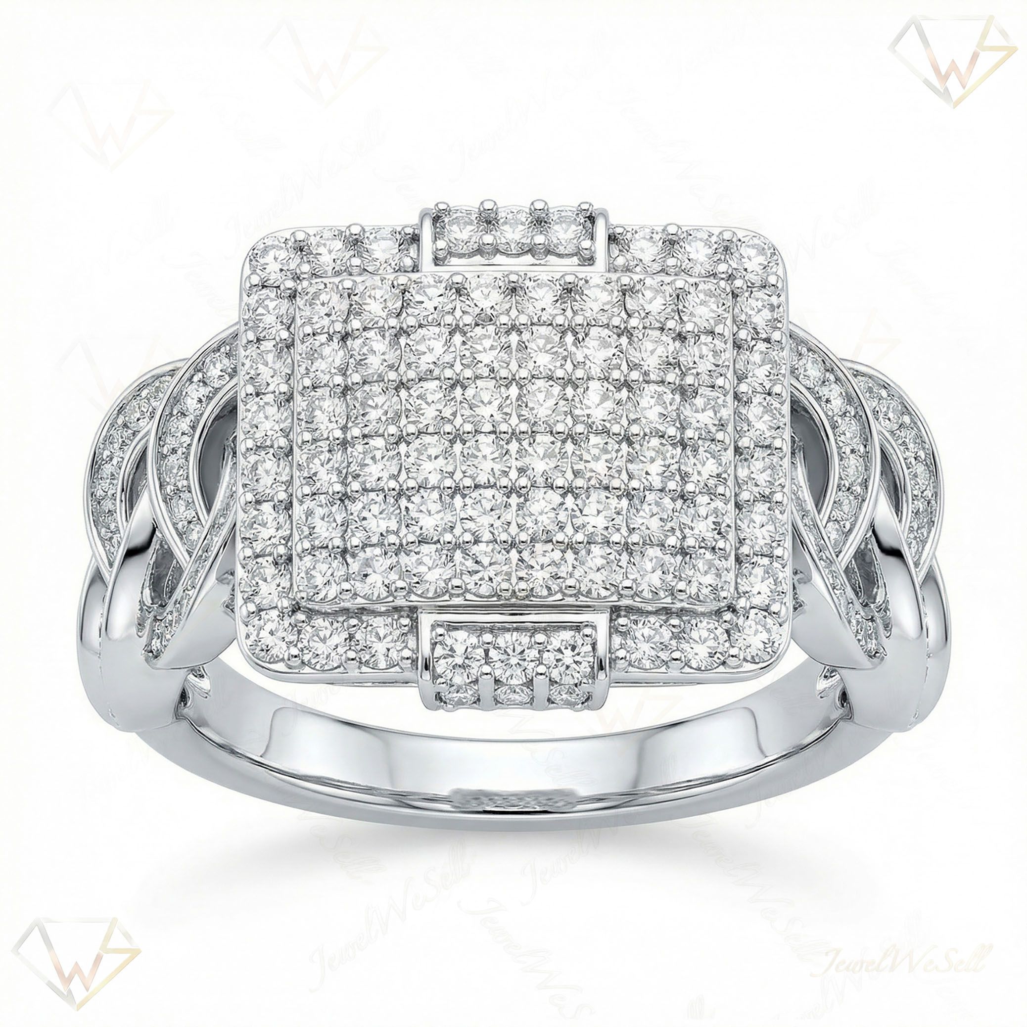 1.60 ct EF VS Lab Grown Diamond Mens Statement Ring in 10k White Gold _ Sz0825 101789