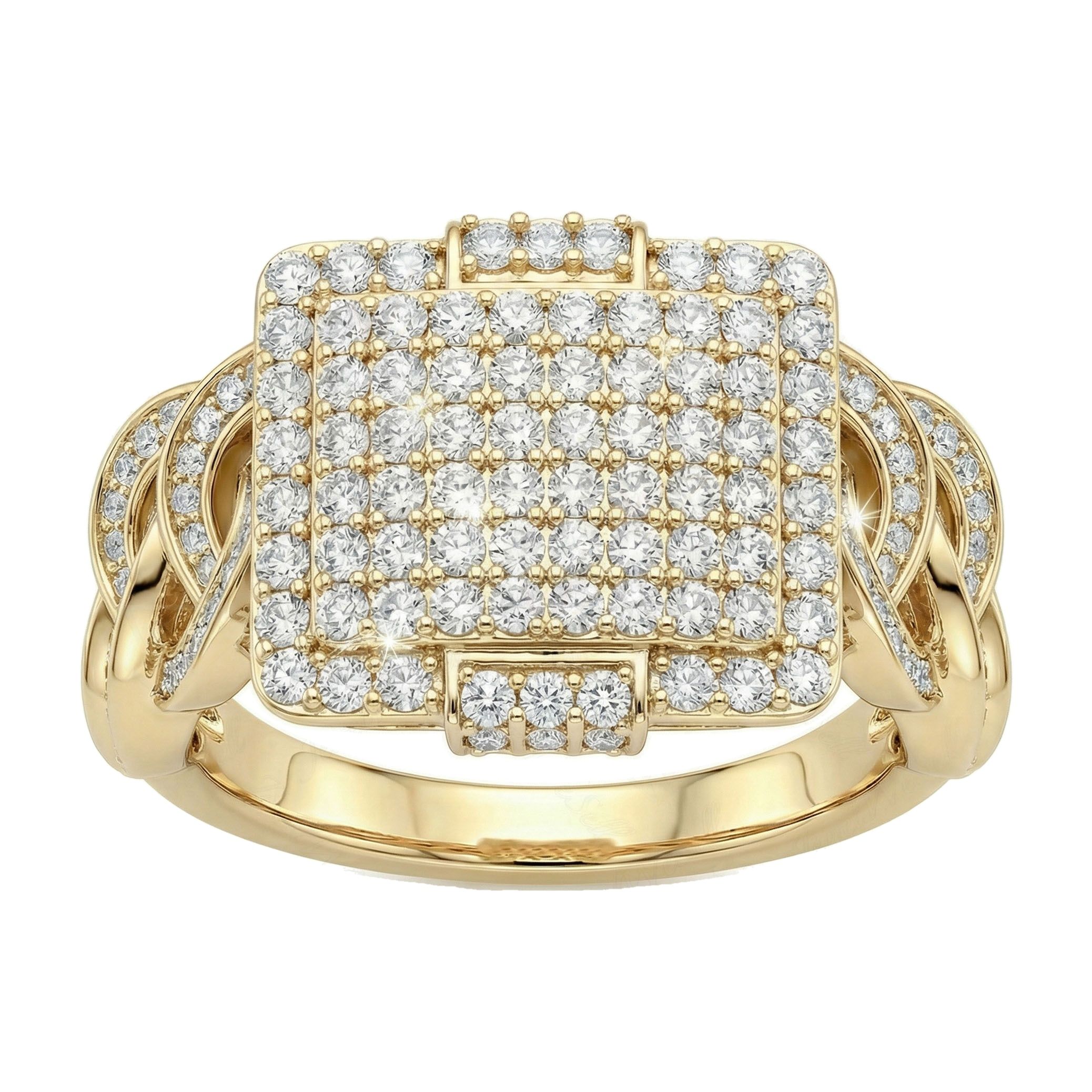 1.60 ct EF VS Lab Grown Diamond Mens Statement Ring in 14k Yellow Gold _ Sz0950 101789