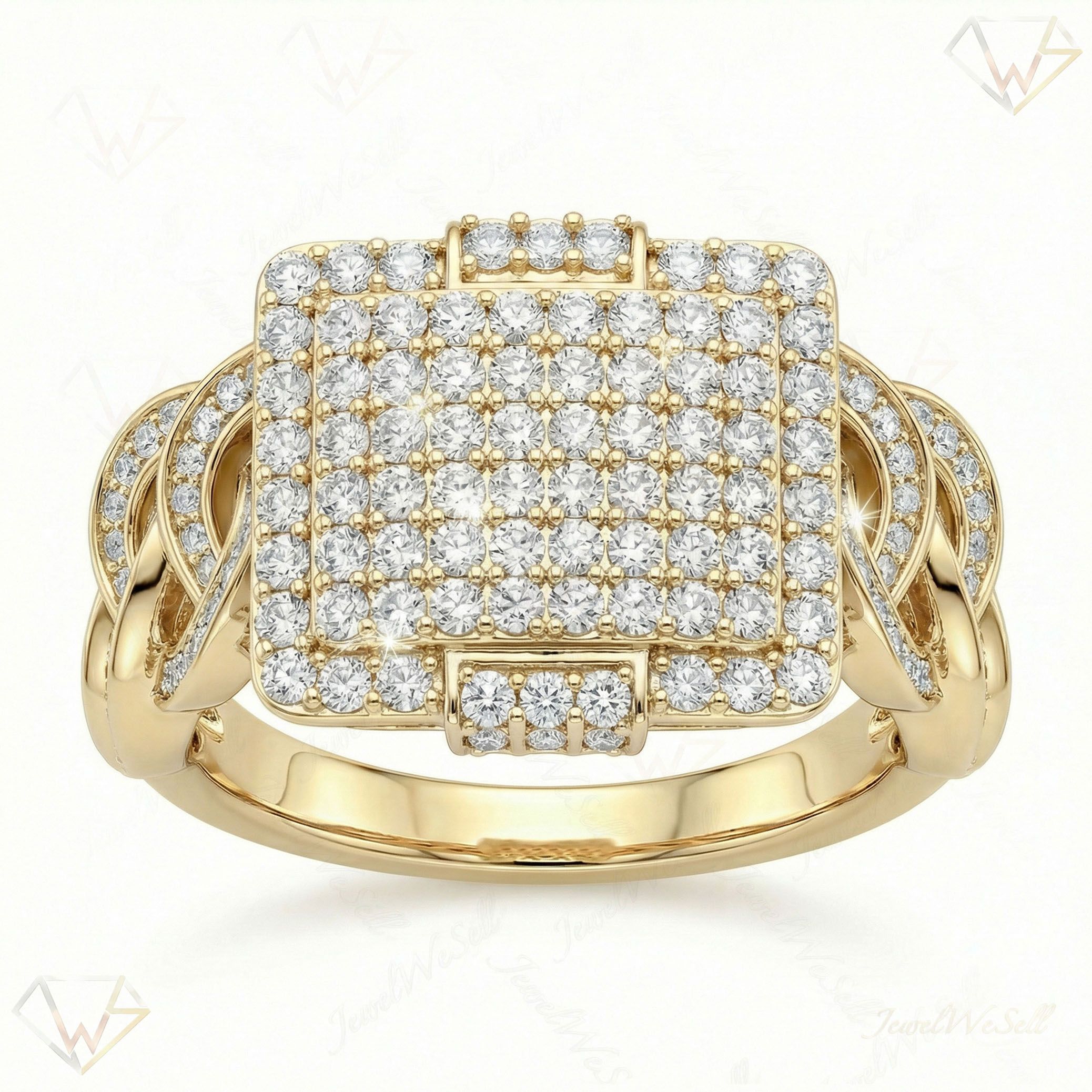 1.60 ct EF VS Lab Grown Diamond Mens Statement Ring in 10k Yellow Gold _ Sz1200 101789