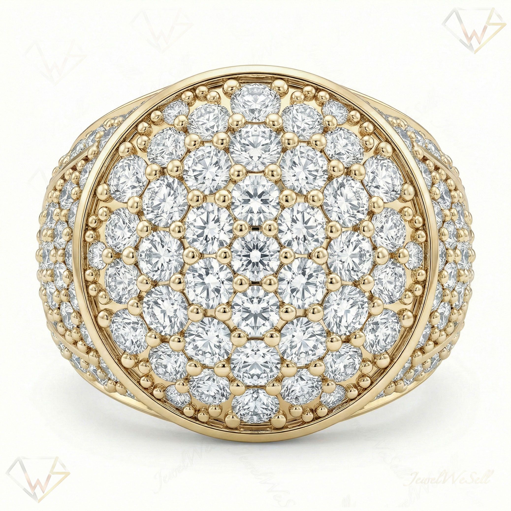 4.80 ct EF VS Lab Grown Diamond Mens Statement Ring in 10k Yellow Gold _ Sz1100 101798