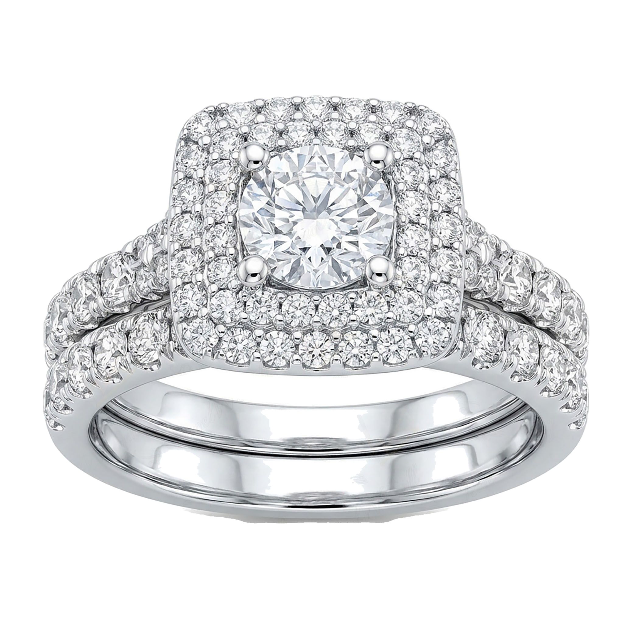 1.40 ct EF VS Lab Grown Diamond Halo Engagement Set in 10k White Gold _ Sz0450 101800