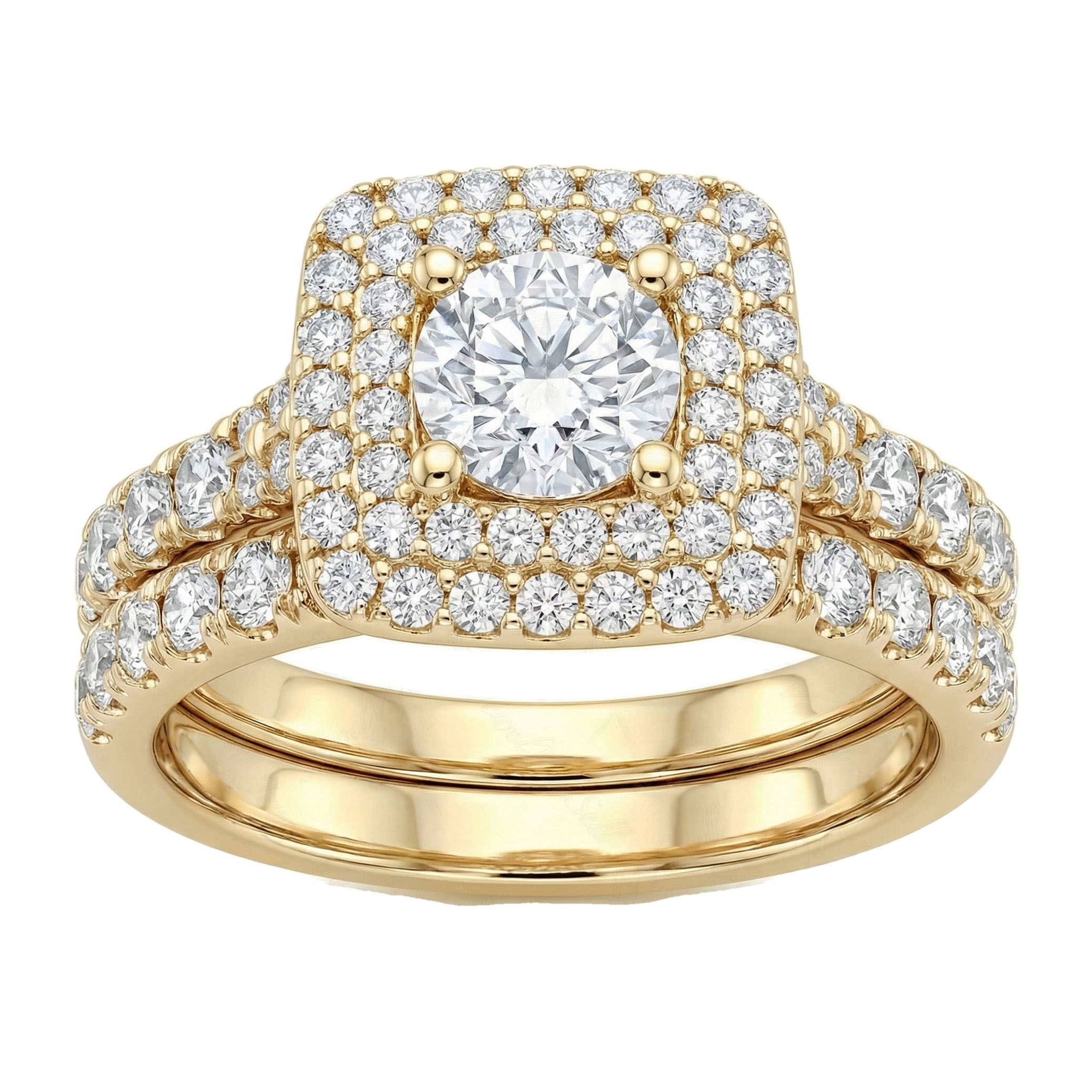 1.40 ct EF VS Lab Grown Diamond Halo Engagement Set in 14k Yellow Gold _ Sz0625 101800