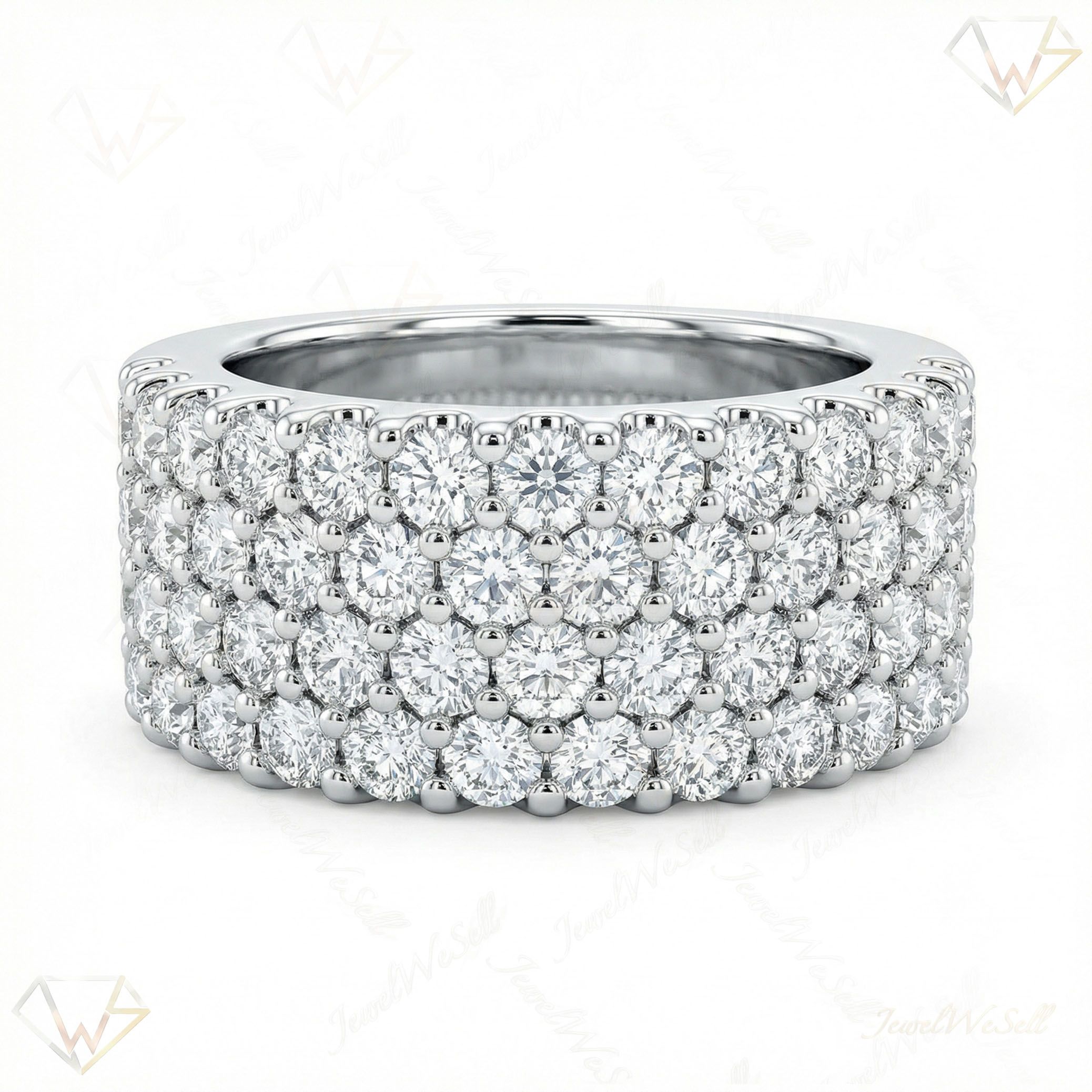 1.50 ct EF VS Lab Grown Diamond Multi Row Wedding Band in 14k White Gold _ Sz0525 101814