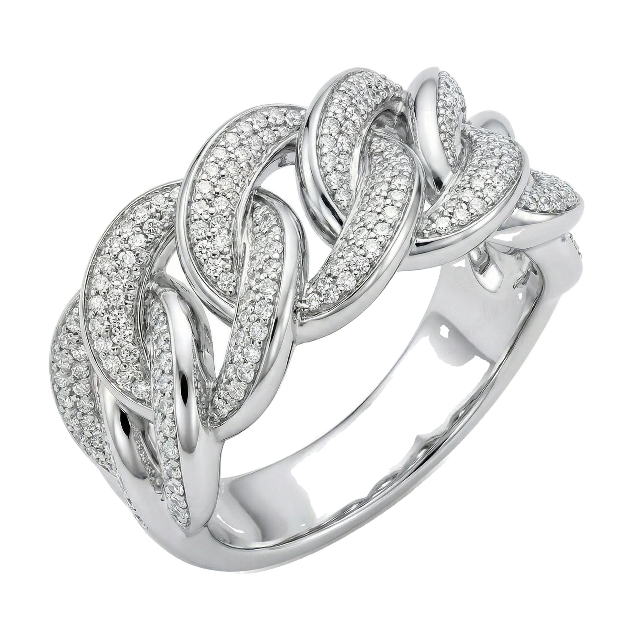 1.33 ct EF VS Lab Grown Diamond Mens Cuban Ring in 10k White Gold _ Sz0450 101816