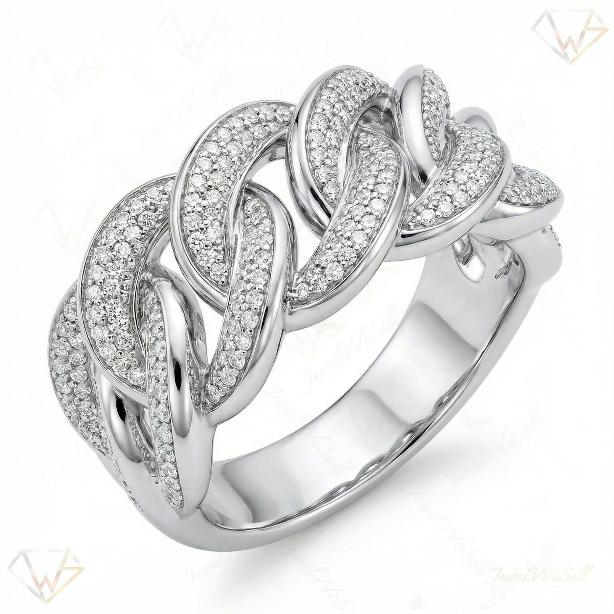 1.33 ct EF VS Lab Grown Diamond Mens Cuban Ring in 10k White Gold _ Sz0700 101816
