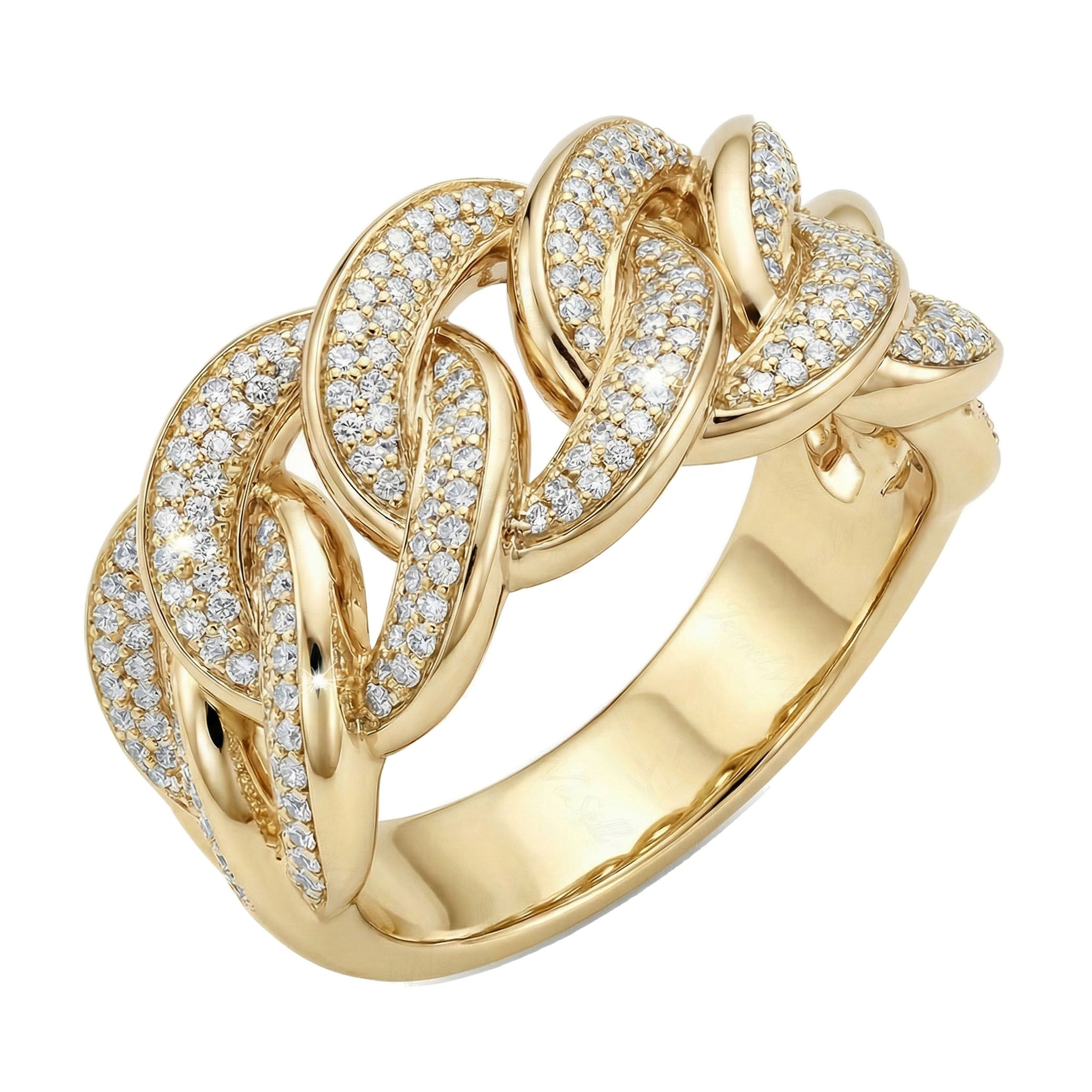 1.33 ct EF VS Lab Grown Diamond Mens Cuban Ring in 14k Yellow Gold _ Sz0575 101816