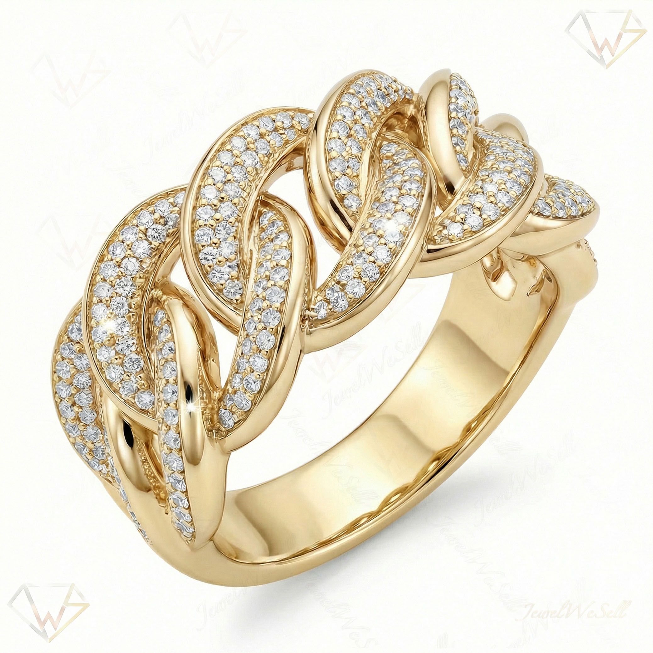 1.33 ct EF VS Lab Grown Diamond Mens Cuban Ring in 10k Yellow Gold _ Sz0650 101816