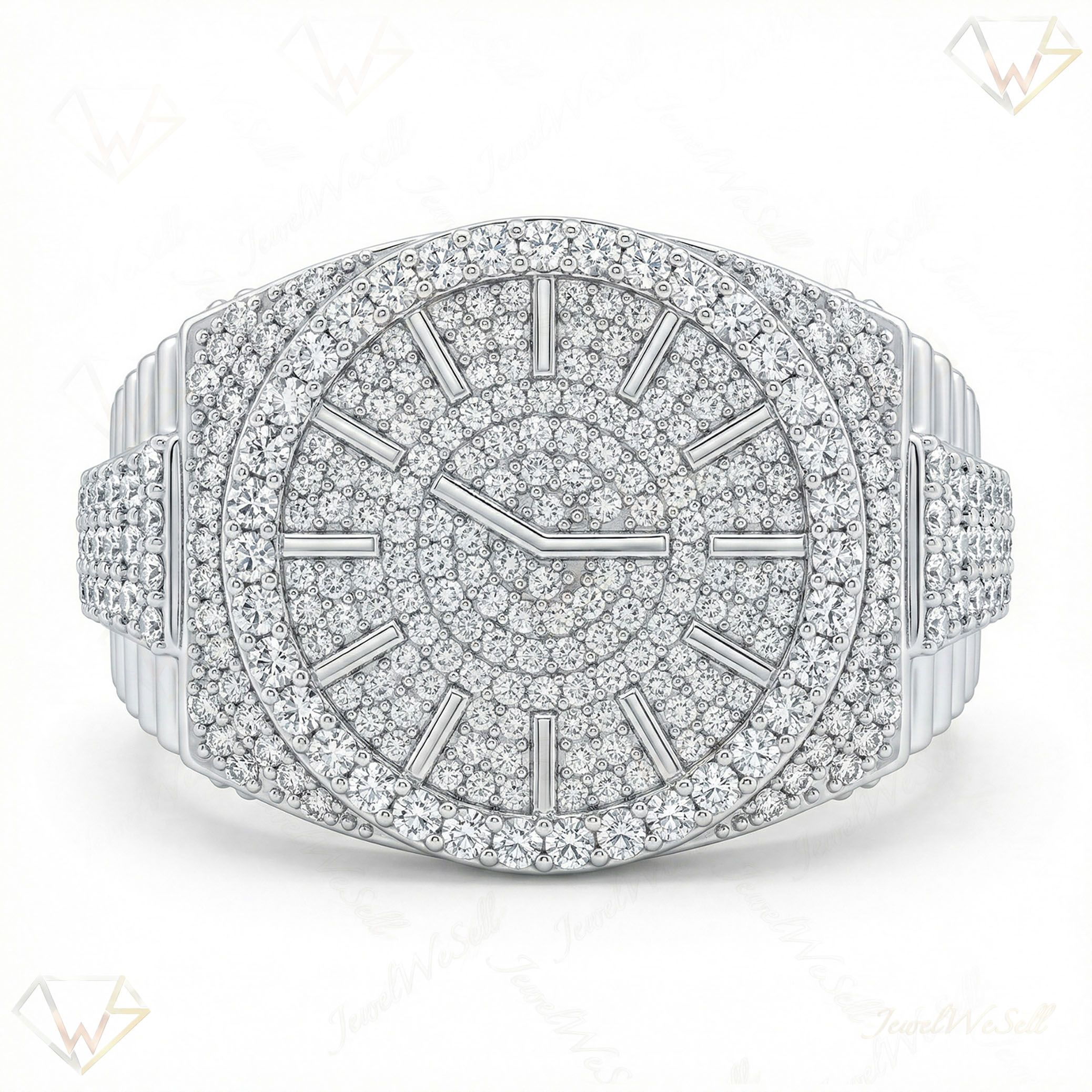 1.33 ct EF VS Lab Grown Diamond Mens Statement Ring in 10k White Gold _ Sz0900 101827