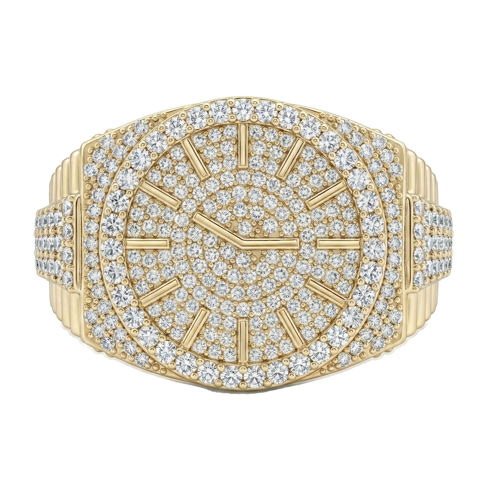 1.33 ct EF VS Lab Grown Diamond Mens Statement Ring in 10k Yellow Gold _ Sz0975 101827