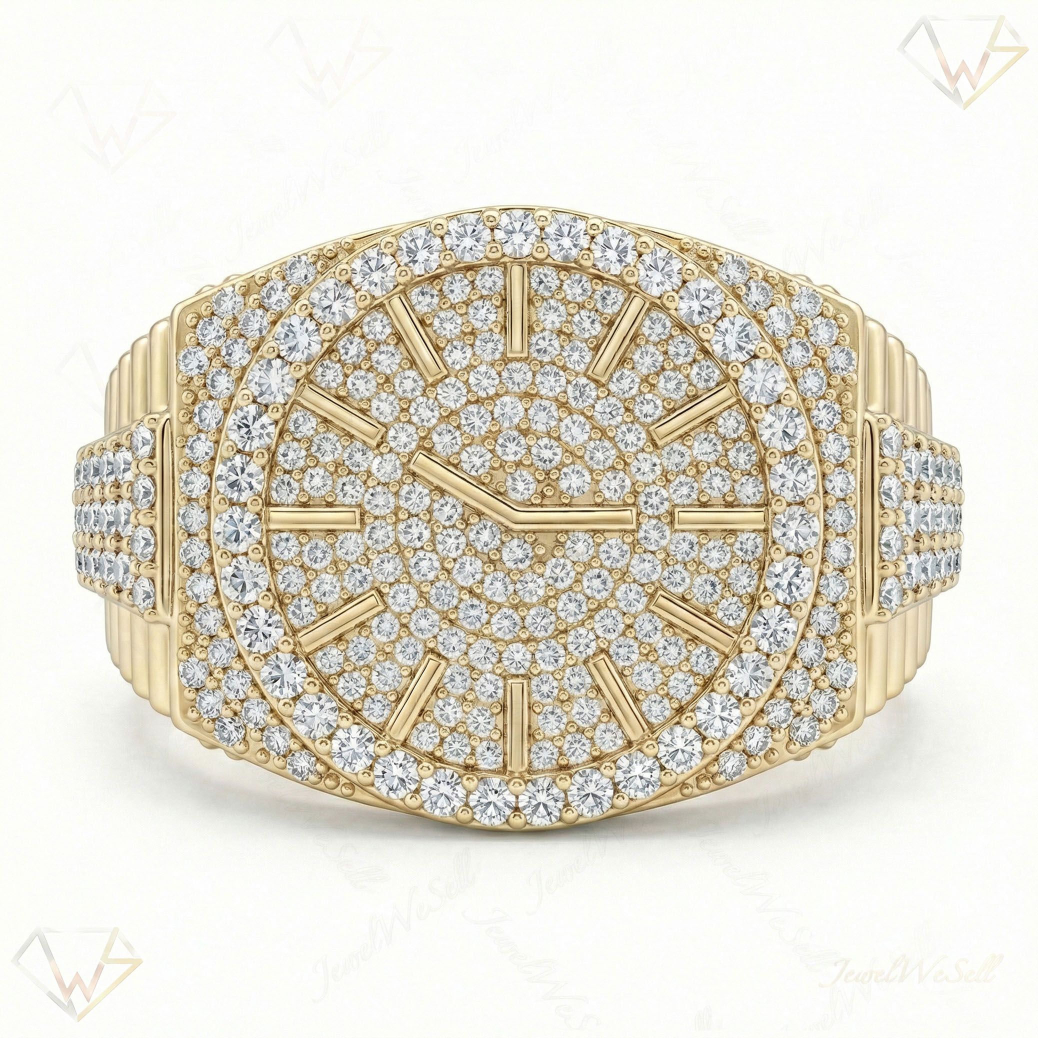 1.33 ct EF VS Lab Grown Diamond Mens Statement Ring in 10k Yellow Gold _ Sz1100 101827