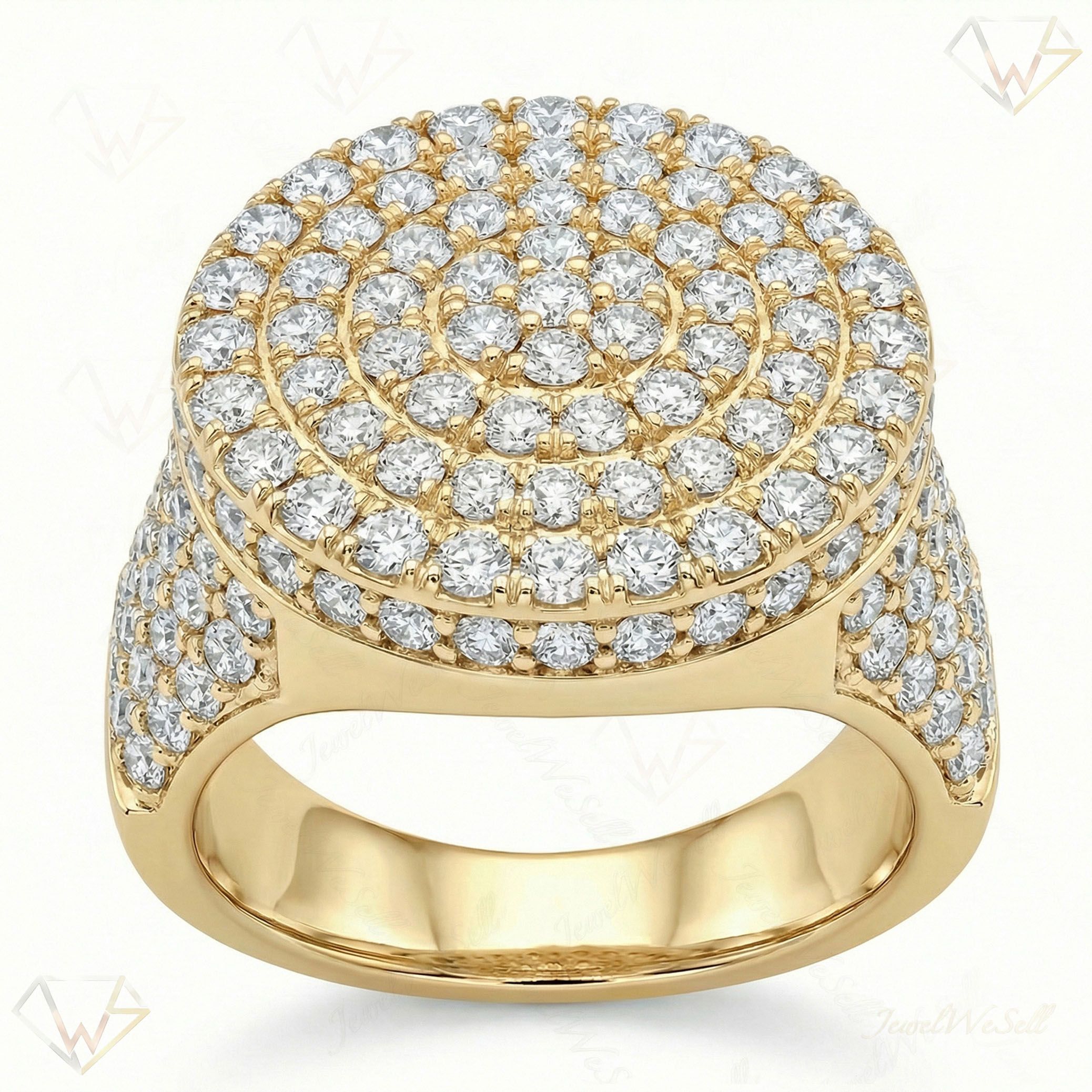 4.75 ct EF VS Lab Grown Diamond Mens Statement Ring in 10k Yellow Gold _ Sz1100 101828