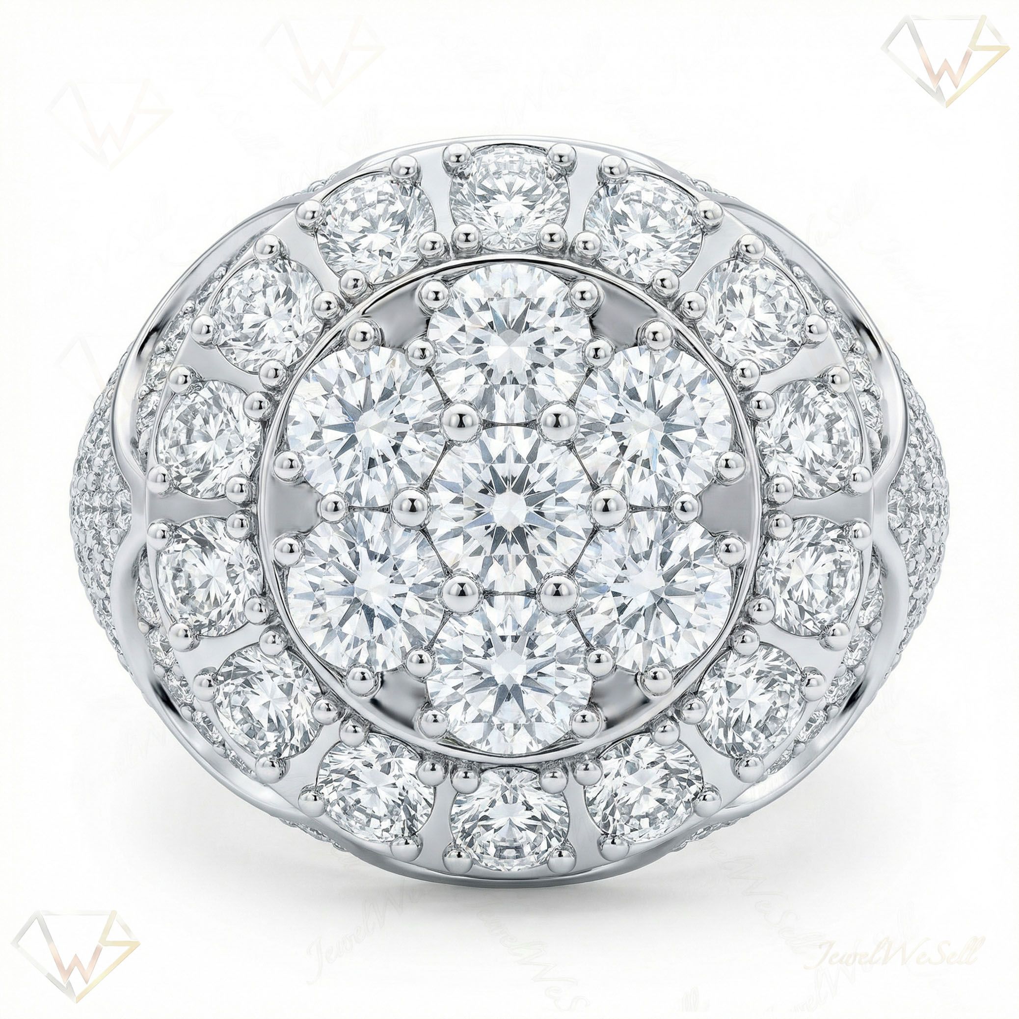 6.80 ct EF VS Lab Grown Diamond Mens Statement Ring in 10k White Gold _ Sz0800 101860