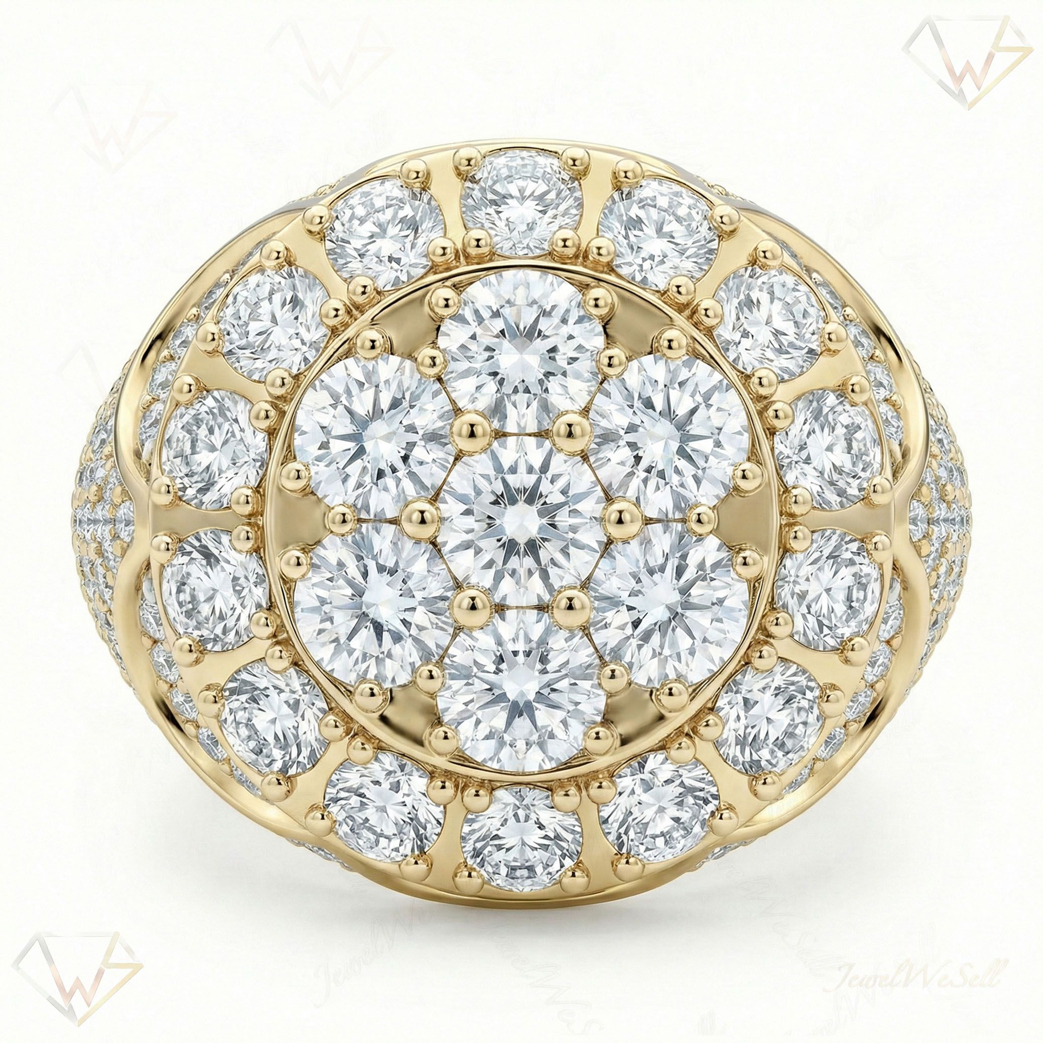 6.80 ct EF VS Lab Grown Diamond Mens Statement Ring in 10k Yellow Gold _ Sz1125 101860