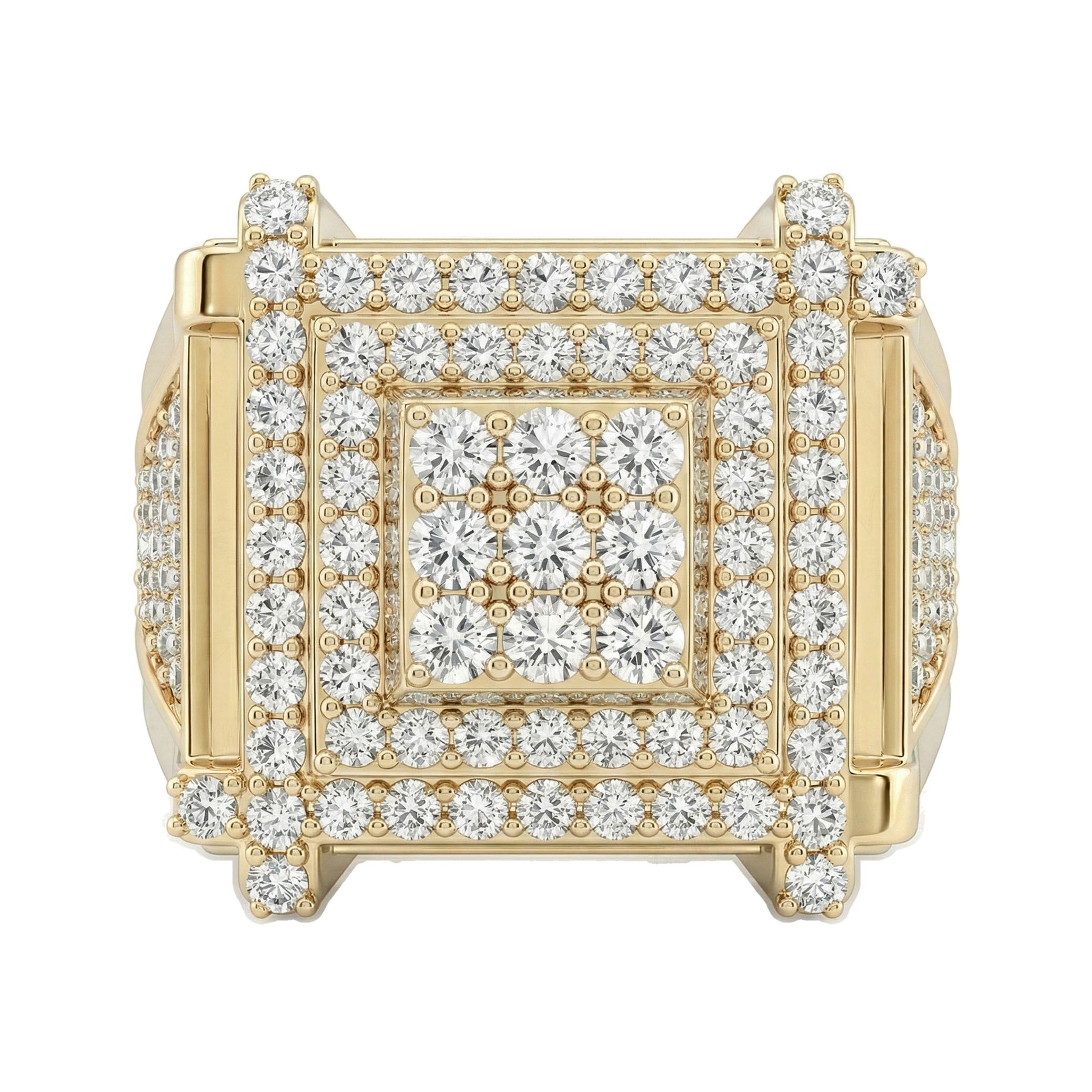 3.10 ct EF VS Lab Grown Diamond Mens Statement Ring in 14k Yellow Gold _ Sz0875 101868